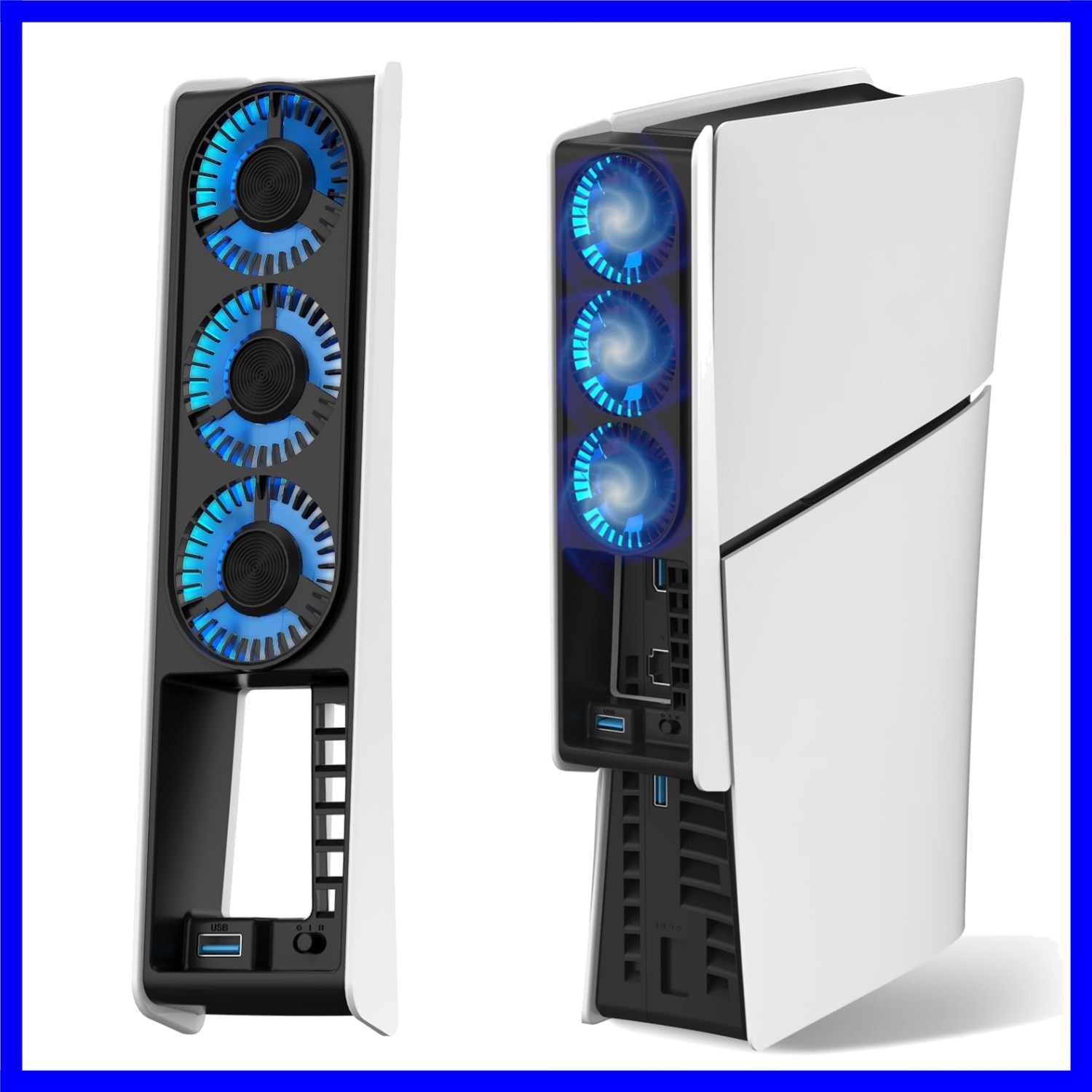 Cooling Fan for PS5 Slim, Upgraded Quiet Cooler Fan with LED Light for PS5 Sl...