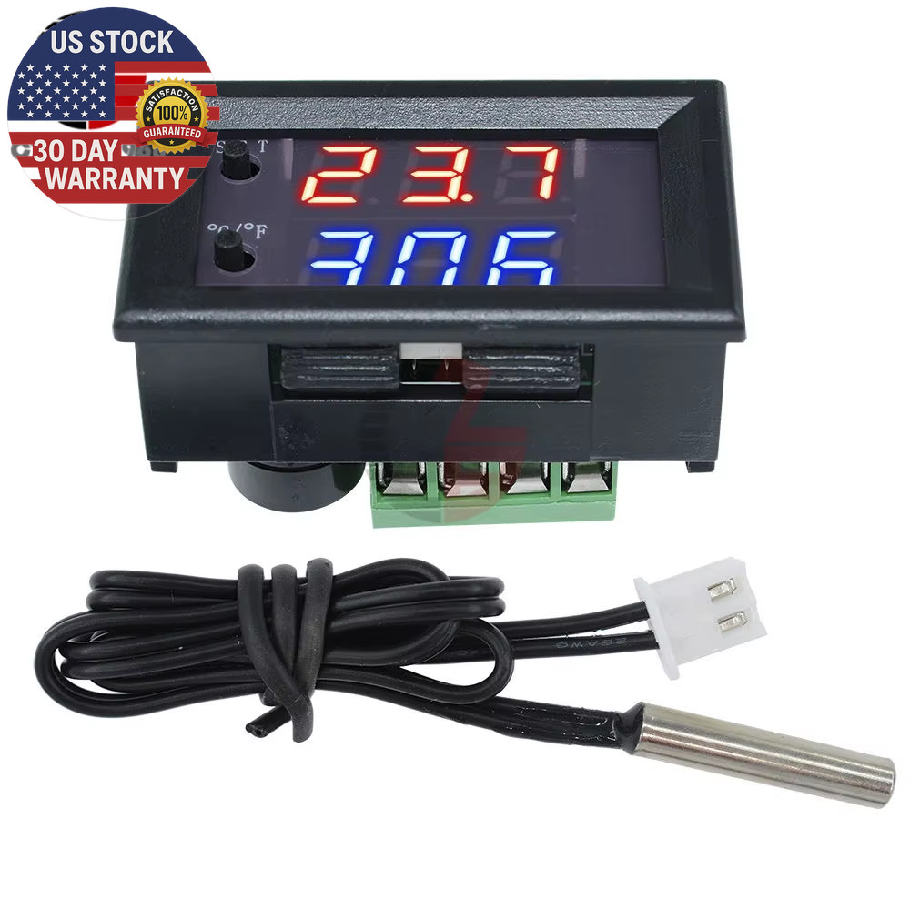 DC 12V LED Digital Thermostat Celsius Fahrenheit Dual Mode Display Temperature C