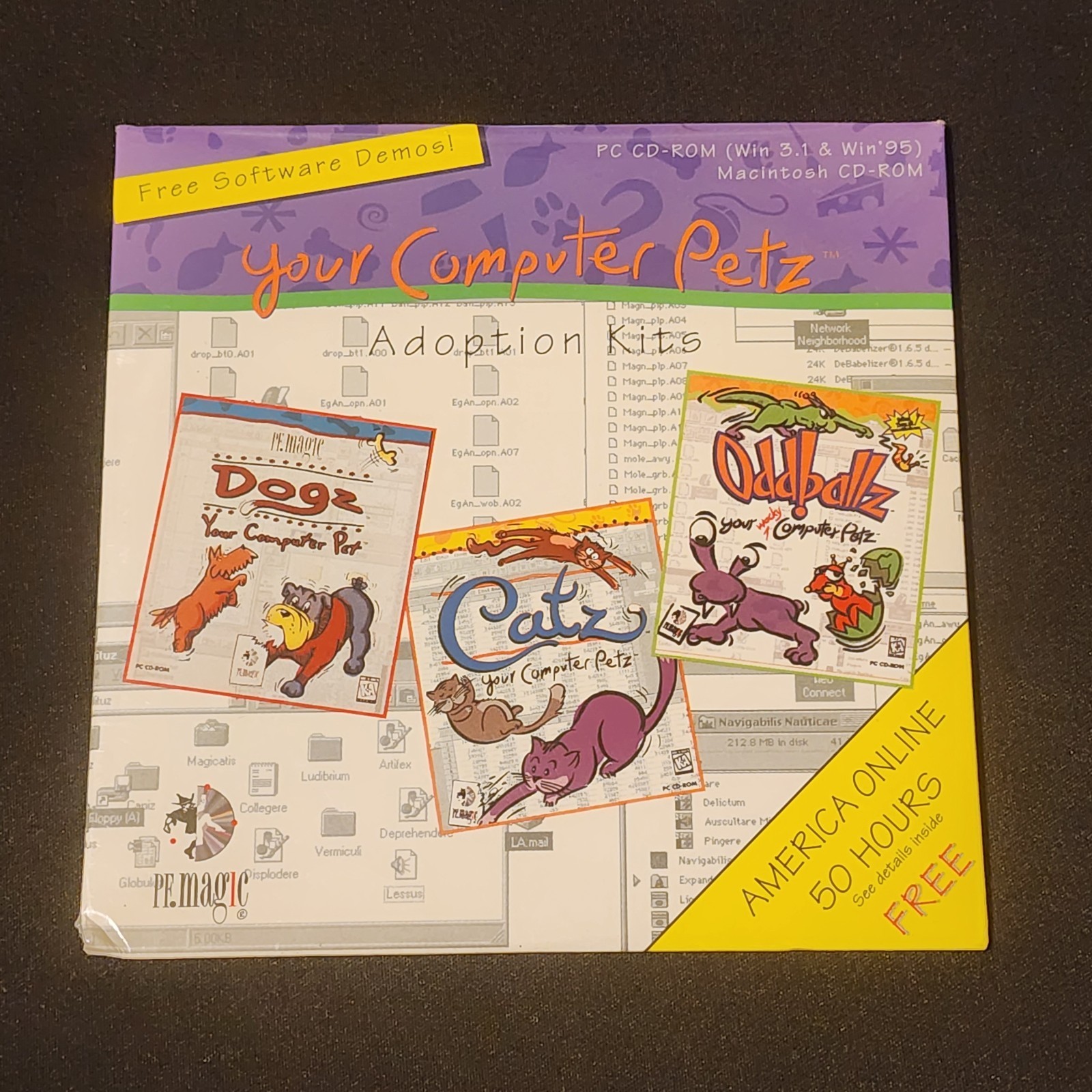 SEALED Your Computer Petz Adoption Kits Demos Win3.1/Win95/Mac CD-ROM PF.Magic
