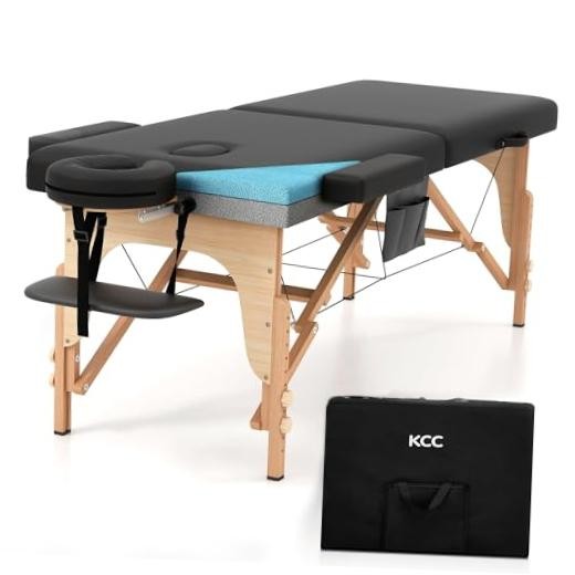 Memory Foam Massage Table Premium Portable Foldable Massage Bed Height Black