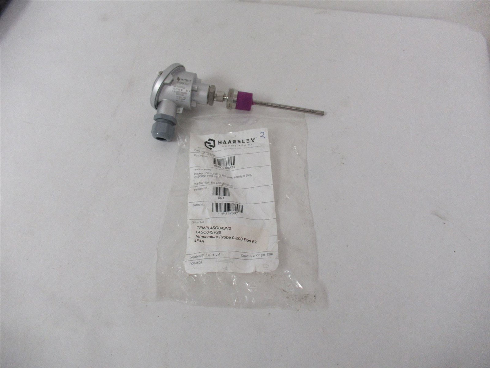 250017 New-No Box; Haarslev 00641659_ Temperature Probe 0-200 Pos