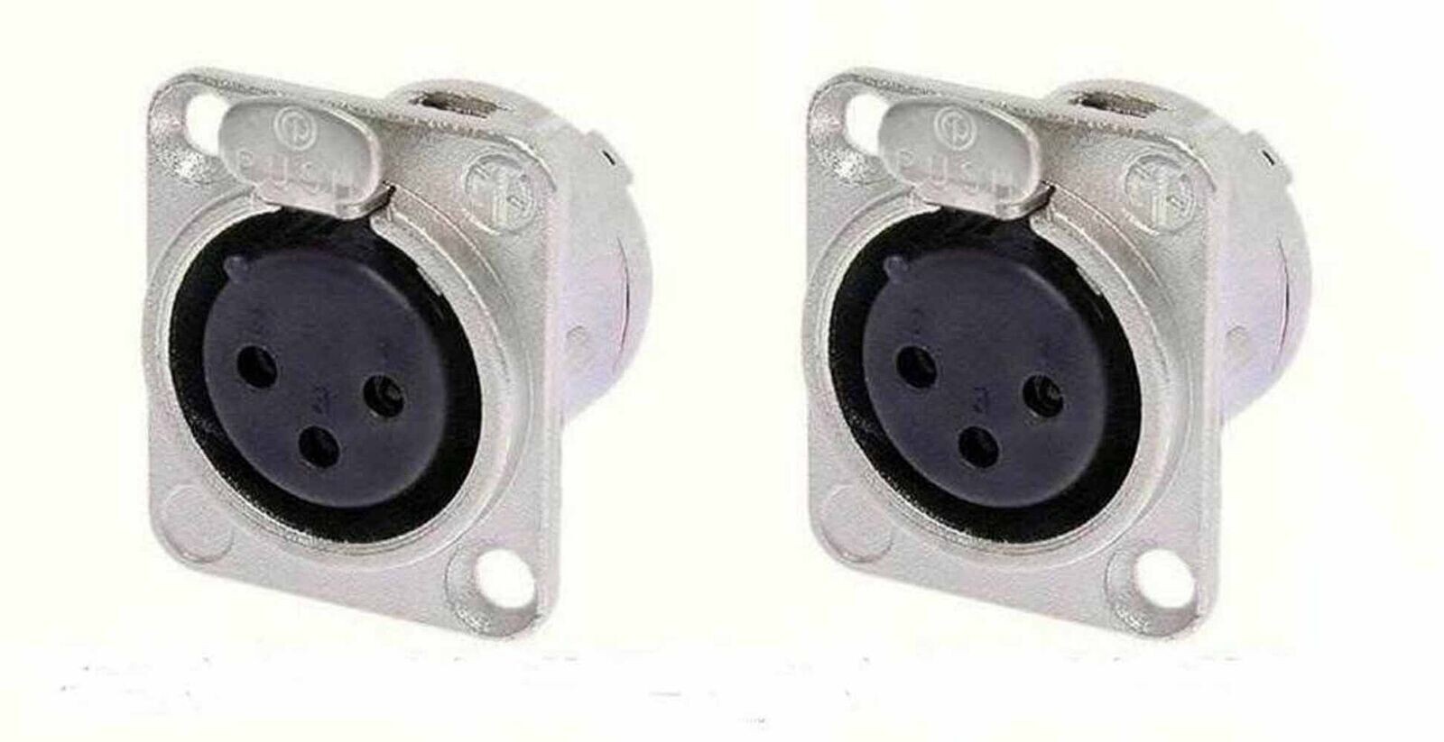 (2) Two Genuine NEUTRIK NC3FD-L-1 Female 3 Pin XLR Chassis Mount Connector