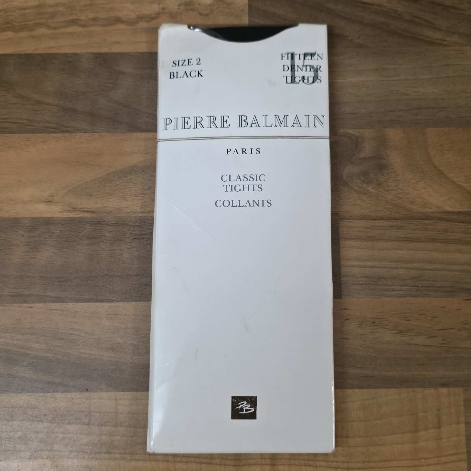 Pierre Balmain Paris Black 15 Denier Tights Size 2 Classic Sheer Hosiery