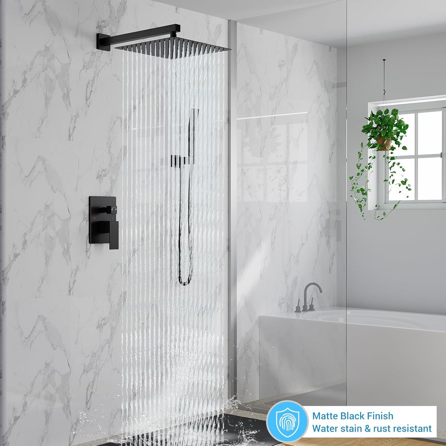 12" Shower Faucet System Shower Head Combo System Wall Mount High-Pressure