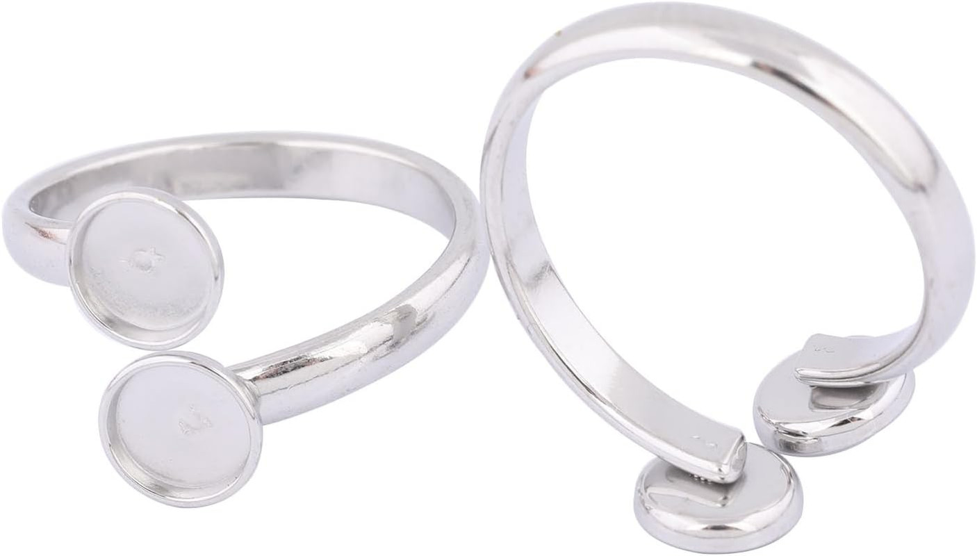20Pcs Stainless Steel Adjustable 6Mm Double Bezel Cabochon Ring Base Setting Bla