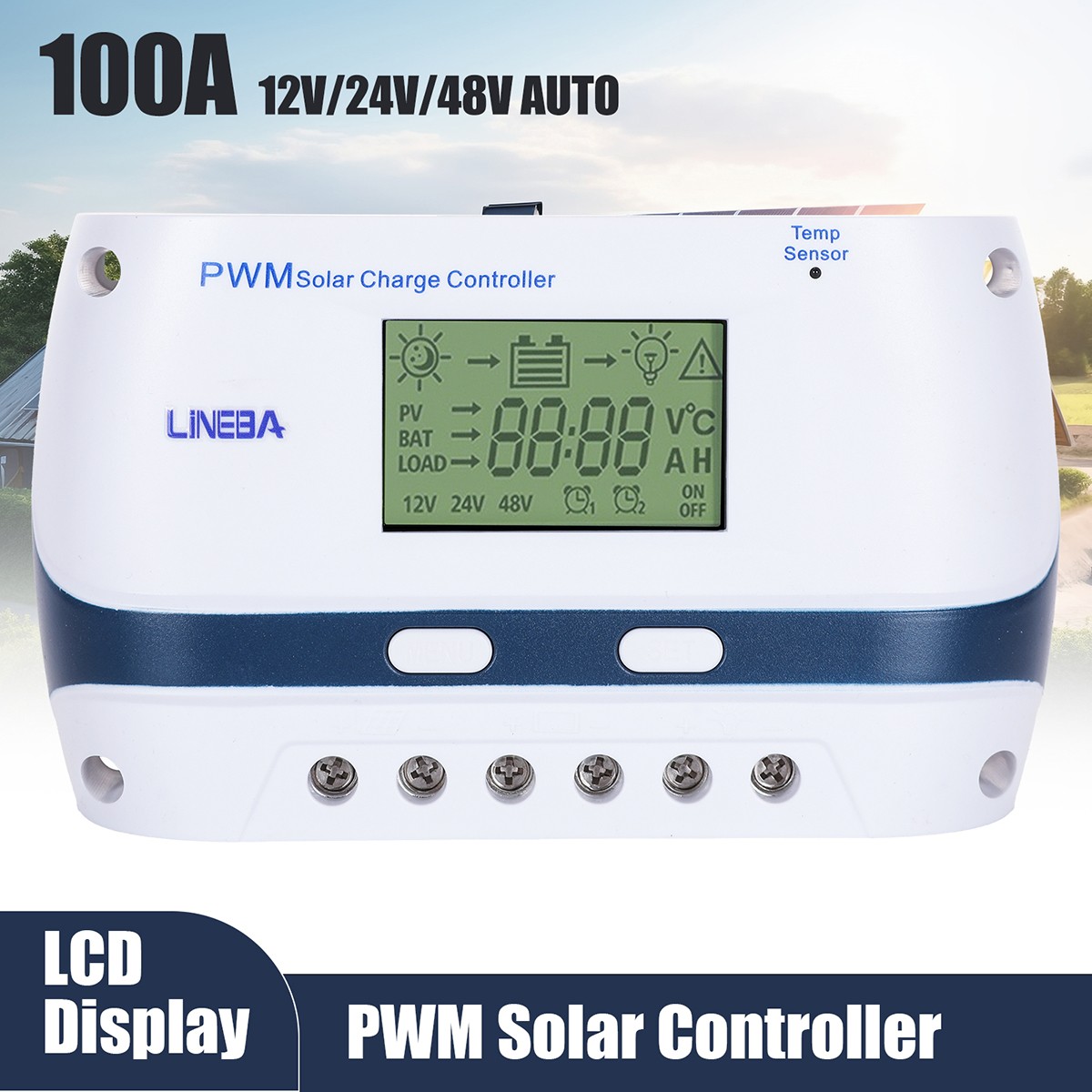 100A MPPT Solar Panel Regulator Charge Controller 12-48V Auto Focus Tracking LCD