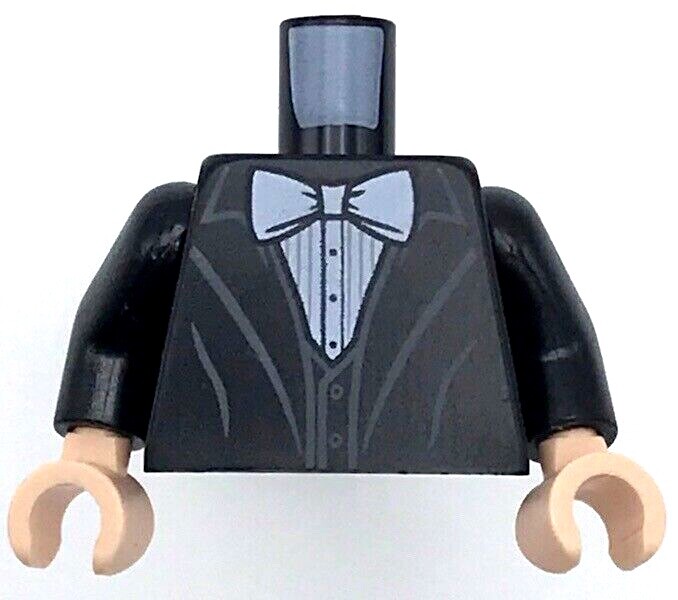 Lego New Black Torso Jacket Wide Lapels White Shirt Tuxedo White Bowtie Wedding