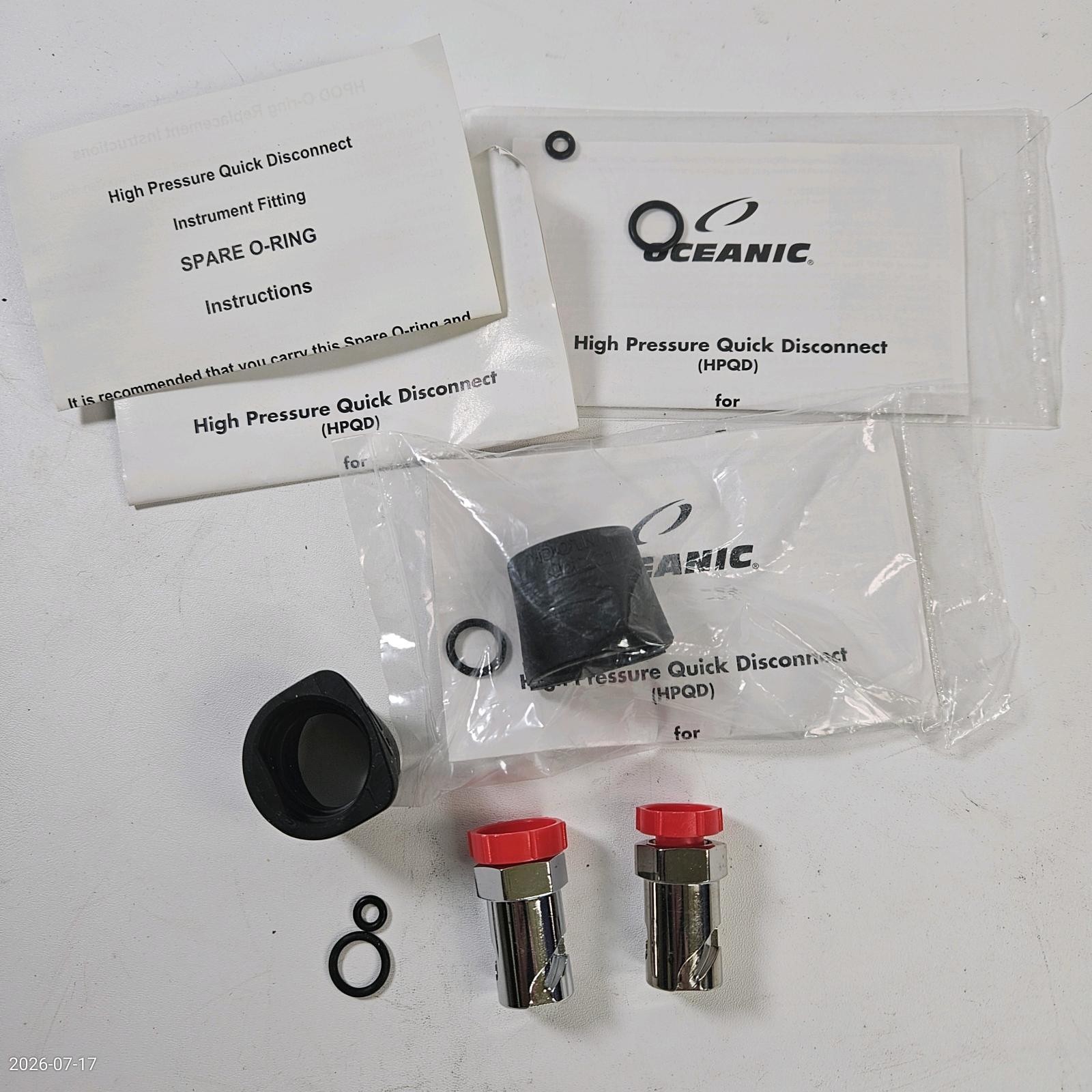 2 Oceanic HPQD Quick Disconnect Fittings Sleeves O Rings Instructions