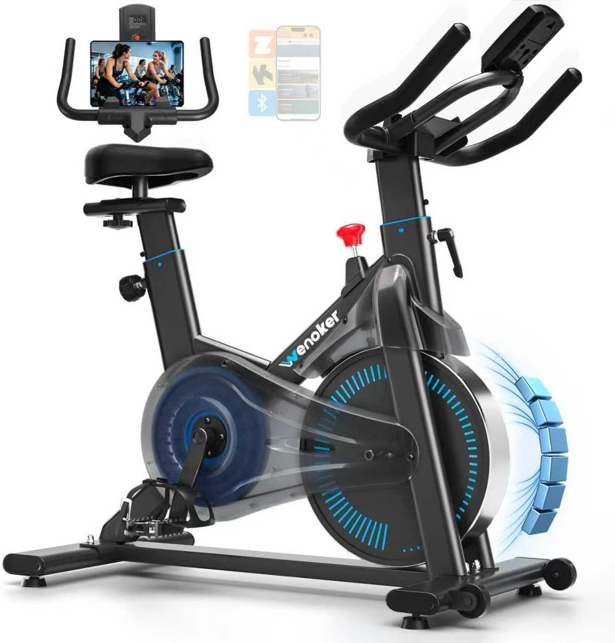 Exercise Bike,  Magnetic Stationary Bike for Home App Sync Indoor Bike with Adju