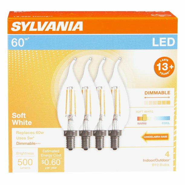 (12 bulbs) Sylvania LED Decorative Candle B10 light bulbs Soft White Dimmable