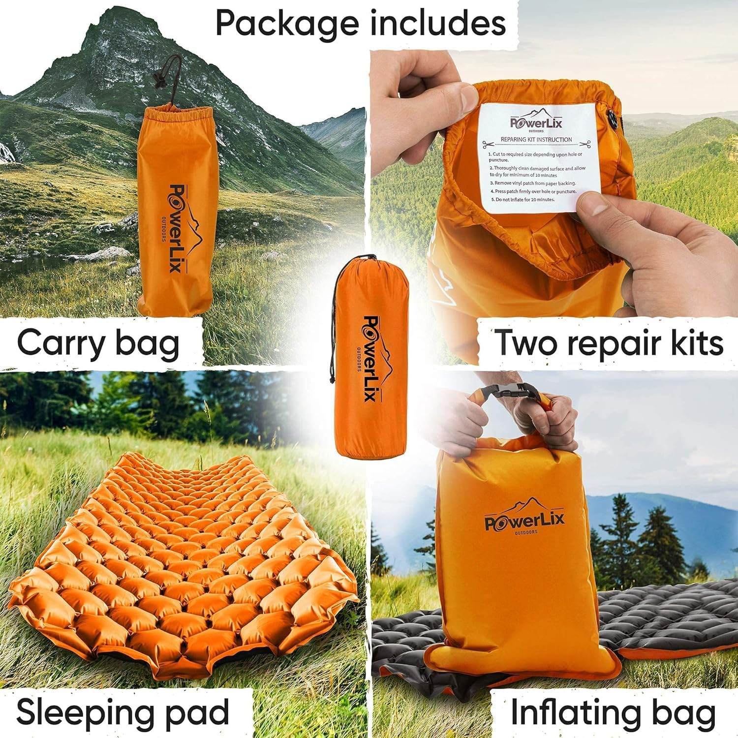 Ultralight Inflatable Camping Sleeping Pad - Camping Mattress for Backpacking, H