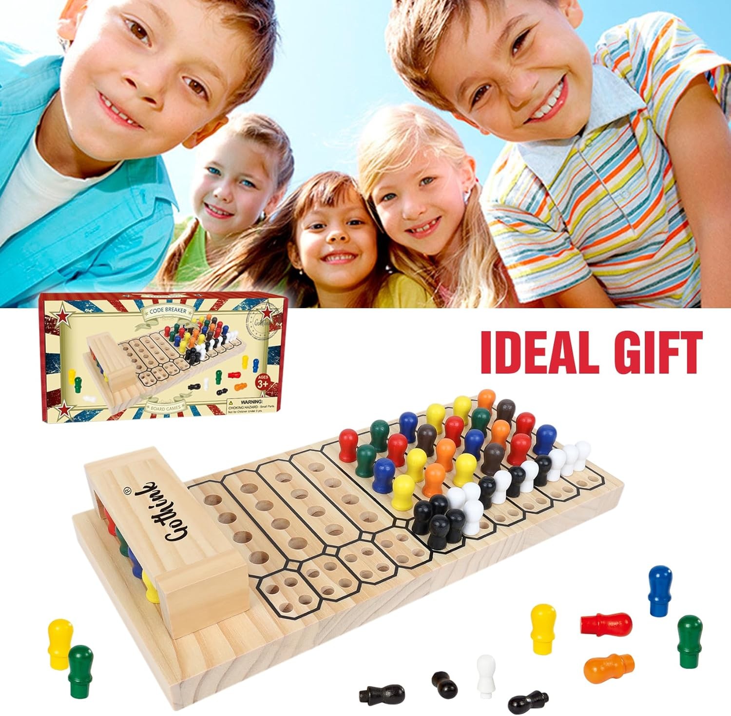 Code Breaker Board Game - Wooden Strategy Game of Codemaker vs. Codebrea
