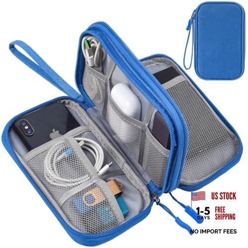CAAORDKSO Cord Organizer Travel Cable Organizer Bag Tech Electronic Medium Blue