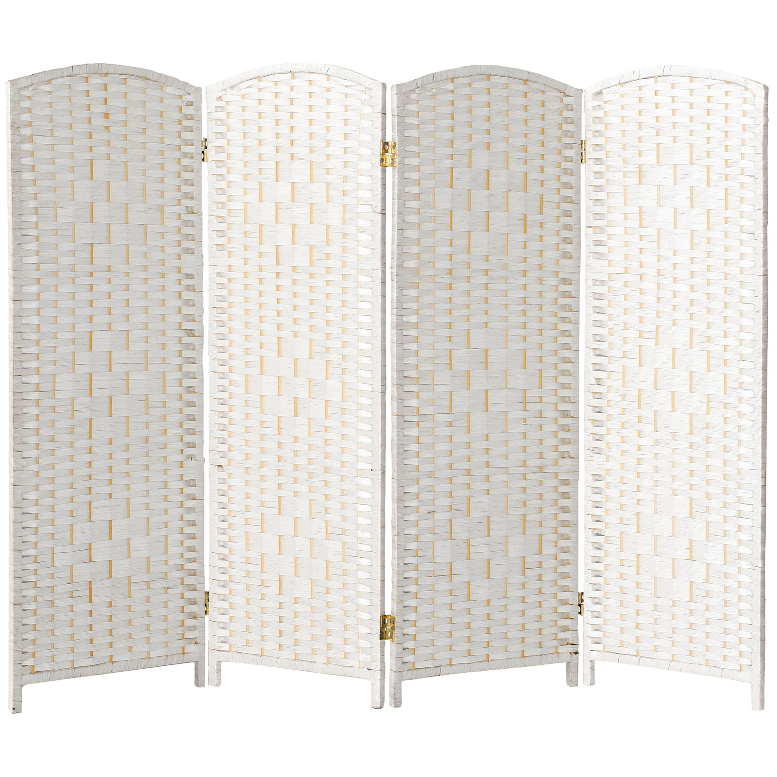 4 ft. Short Diamond Weave Fiber Folding Screen - White - 4 Panel