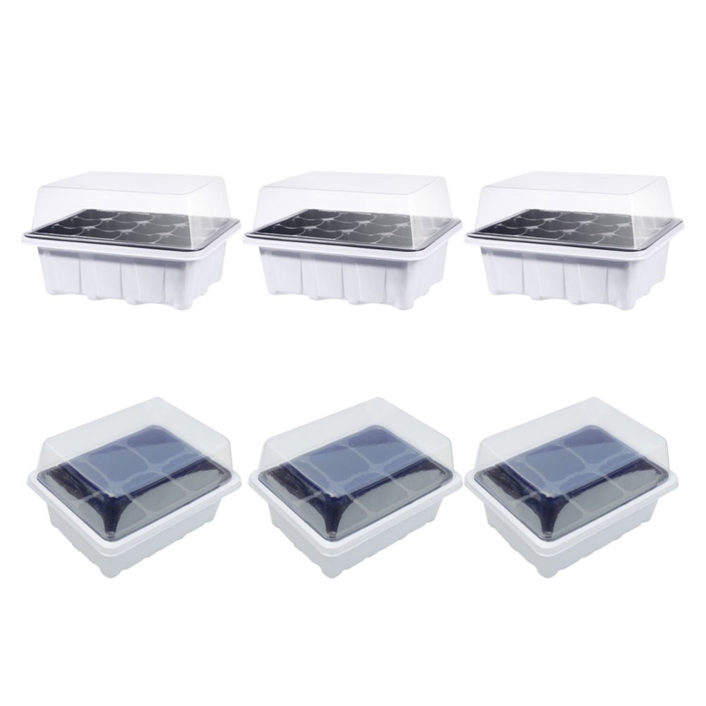6 Pcs Plastic Plant Starter Trays Boxes for Vegetable Germination Gardening