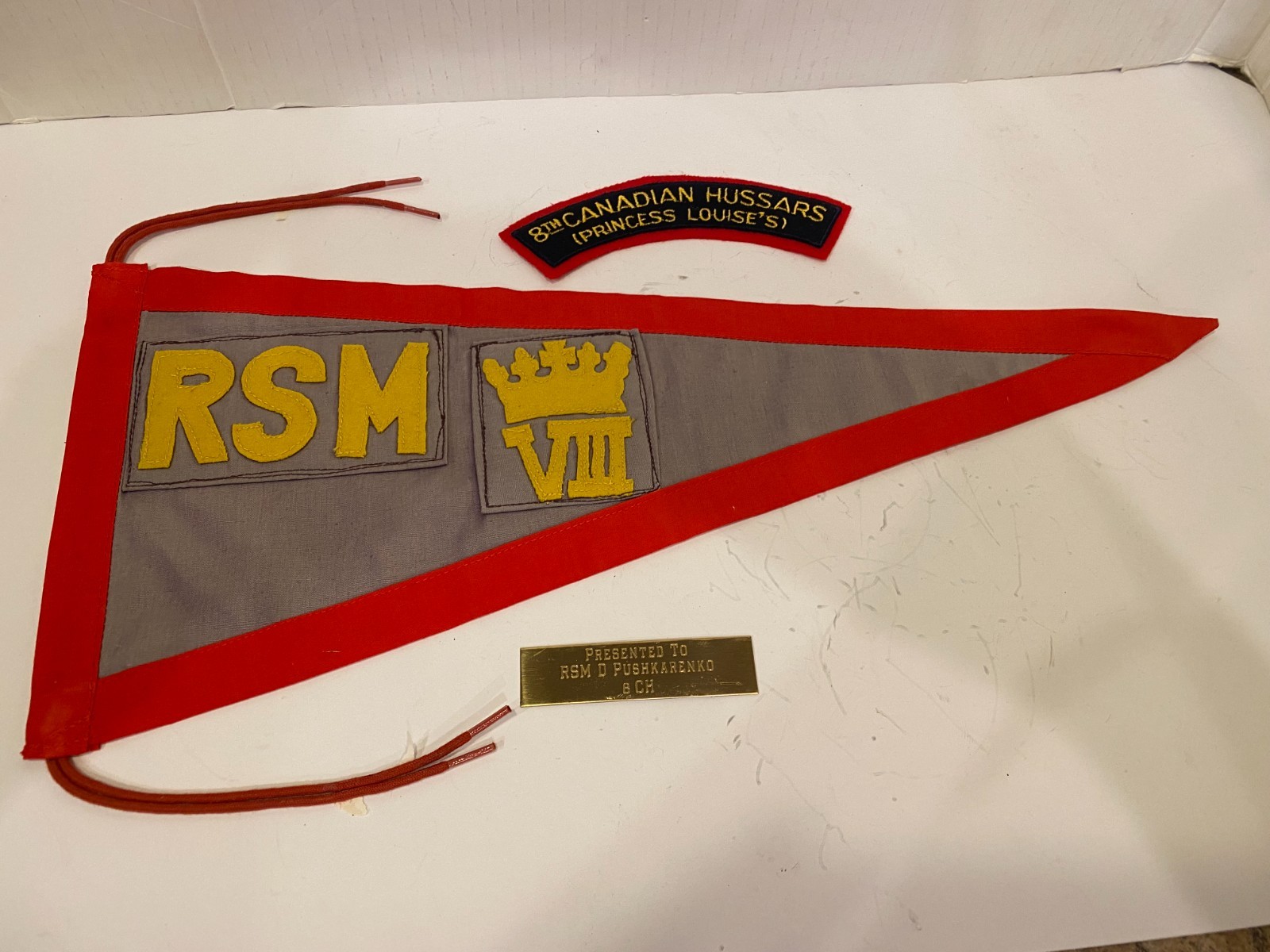 Vintage Military Army Felt Pennant 8th Canadian Hussars Princess Louise's RSM