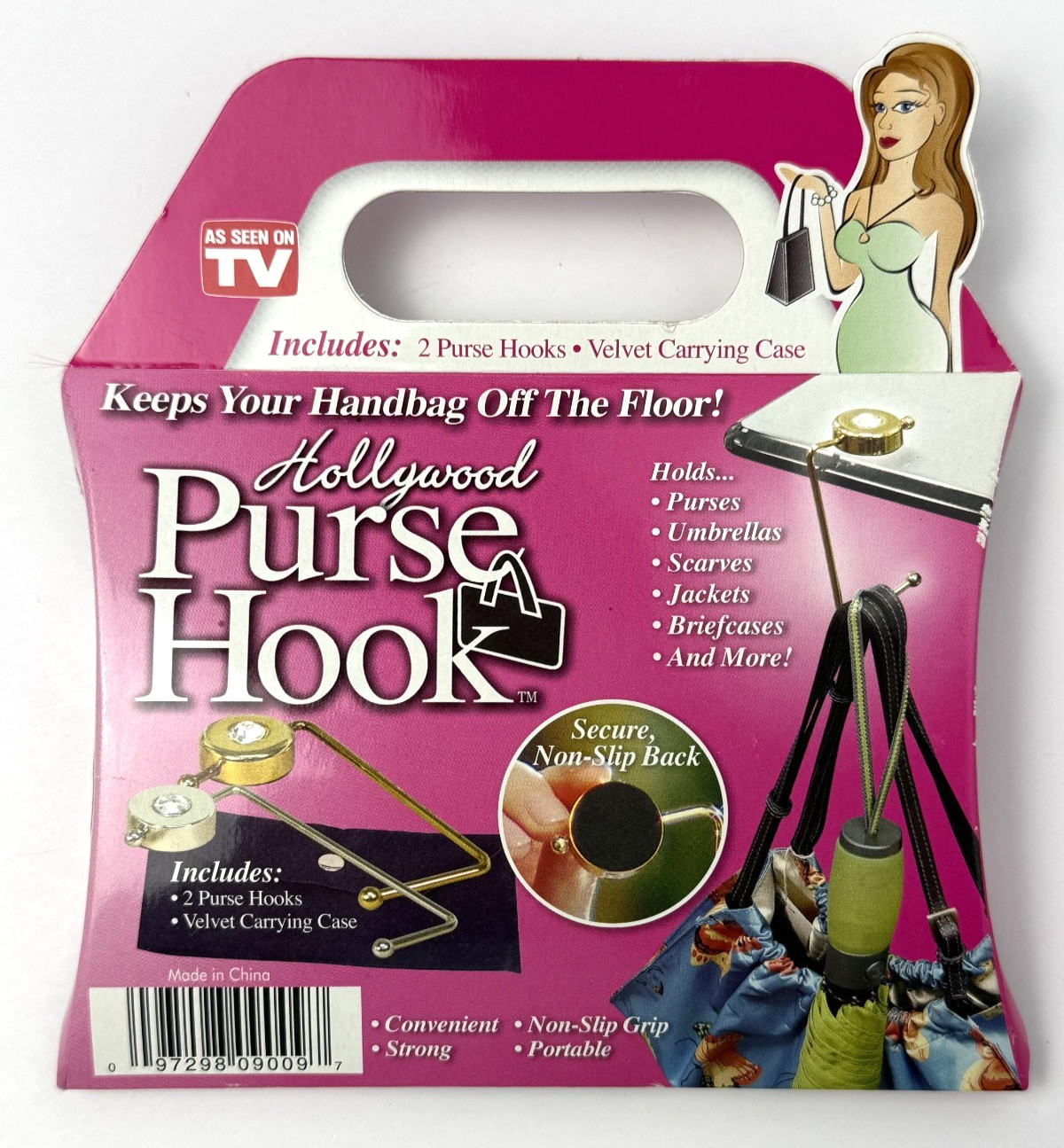 Hollywood Purse Hook 2 Pack w/Velvet Case NIP
