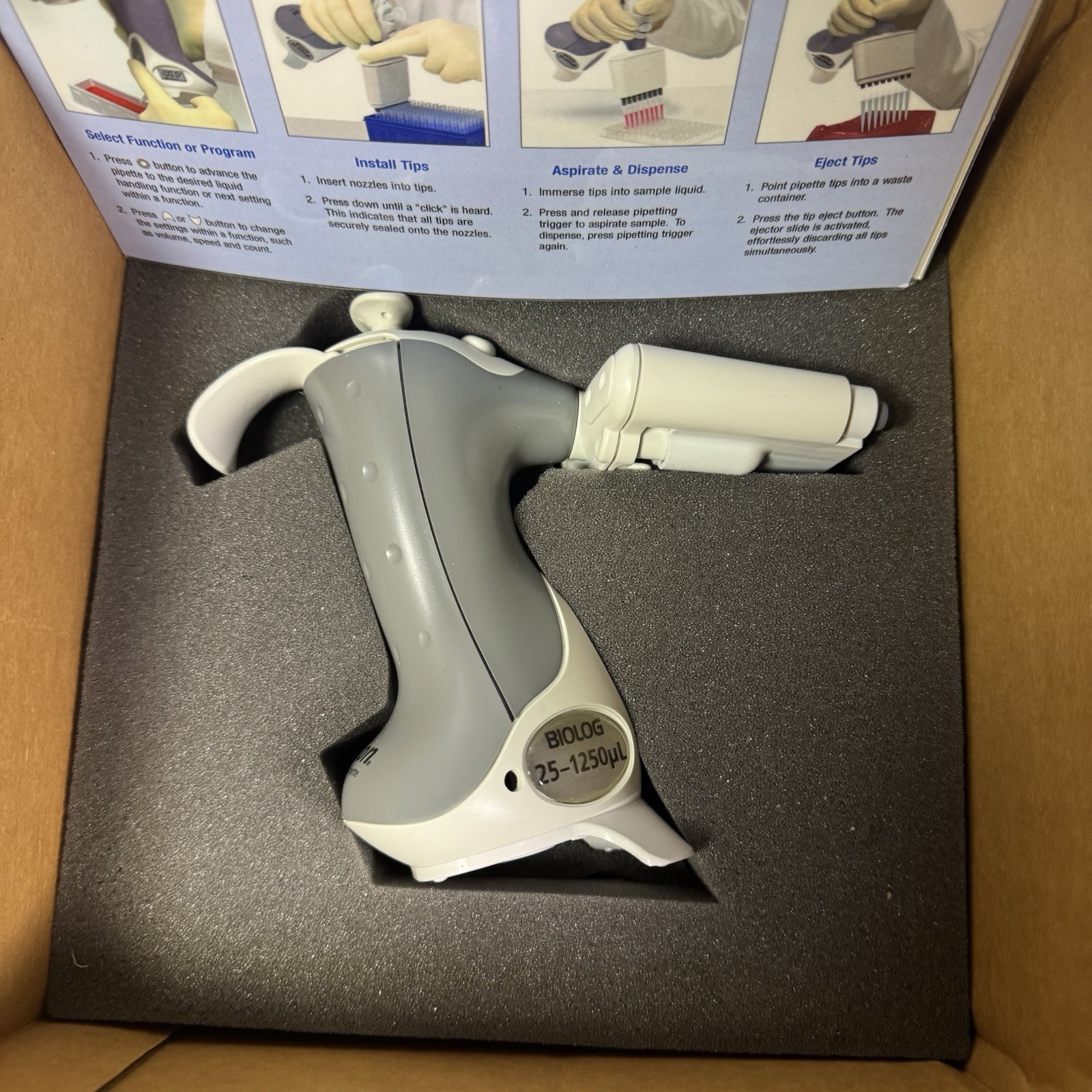 Biolog Ovation Electronic 8-Channel Pipette 25-1250uL NOS New In Box Standalone