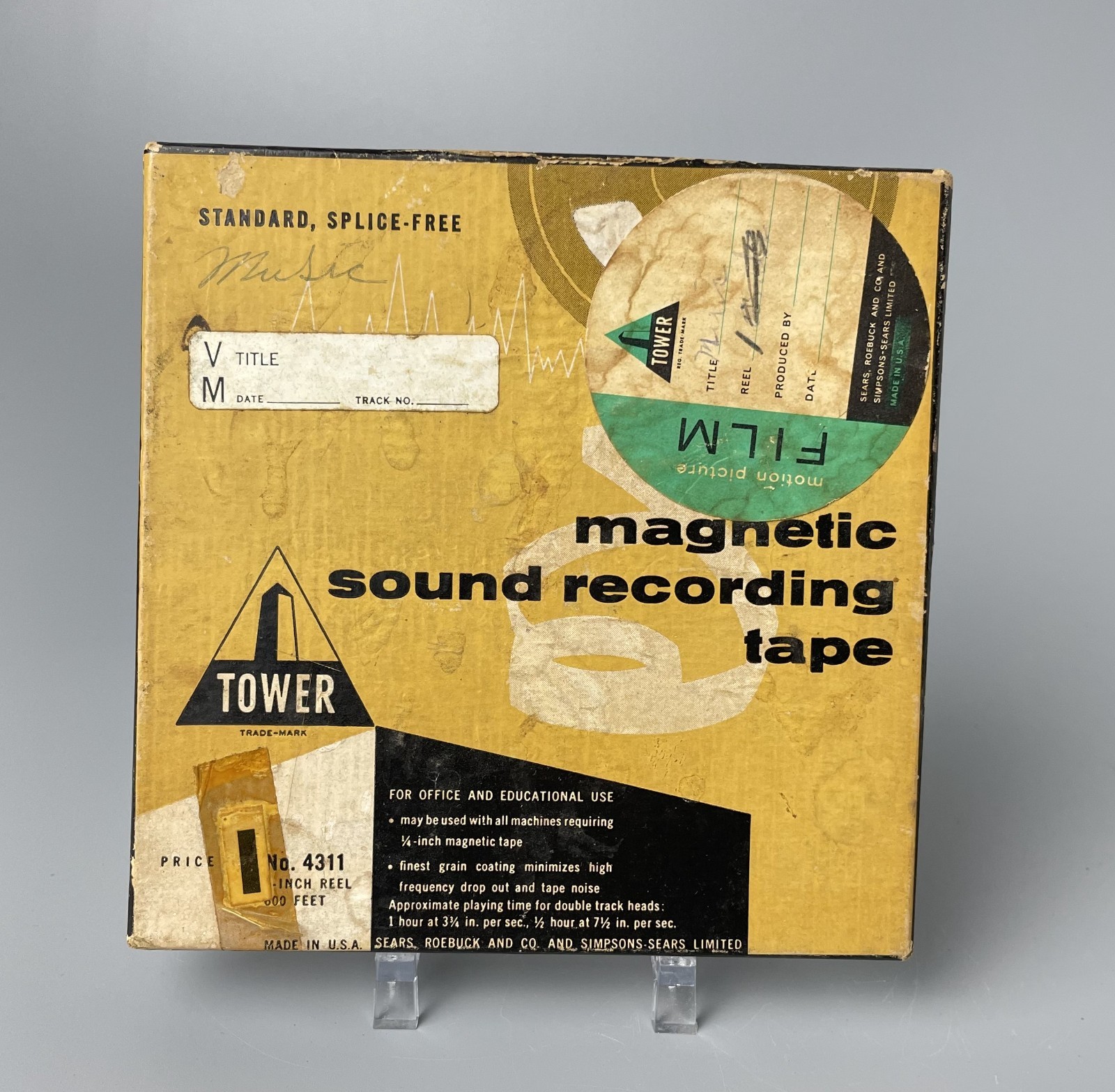 Tower Magnetic Audio Tape w/ Music Reel Vintage Sound Recording 7 inch Tape