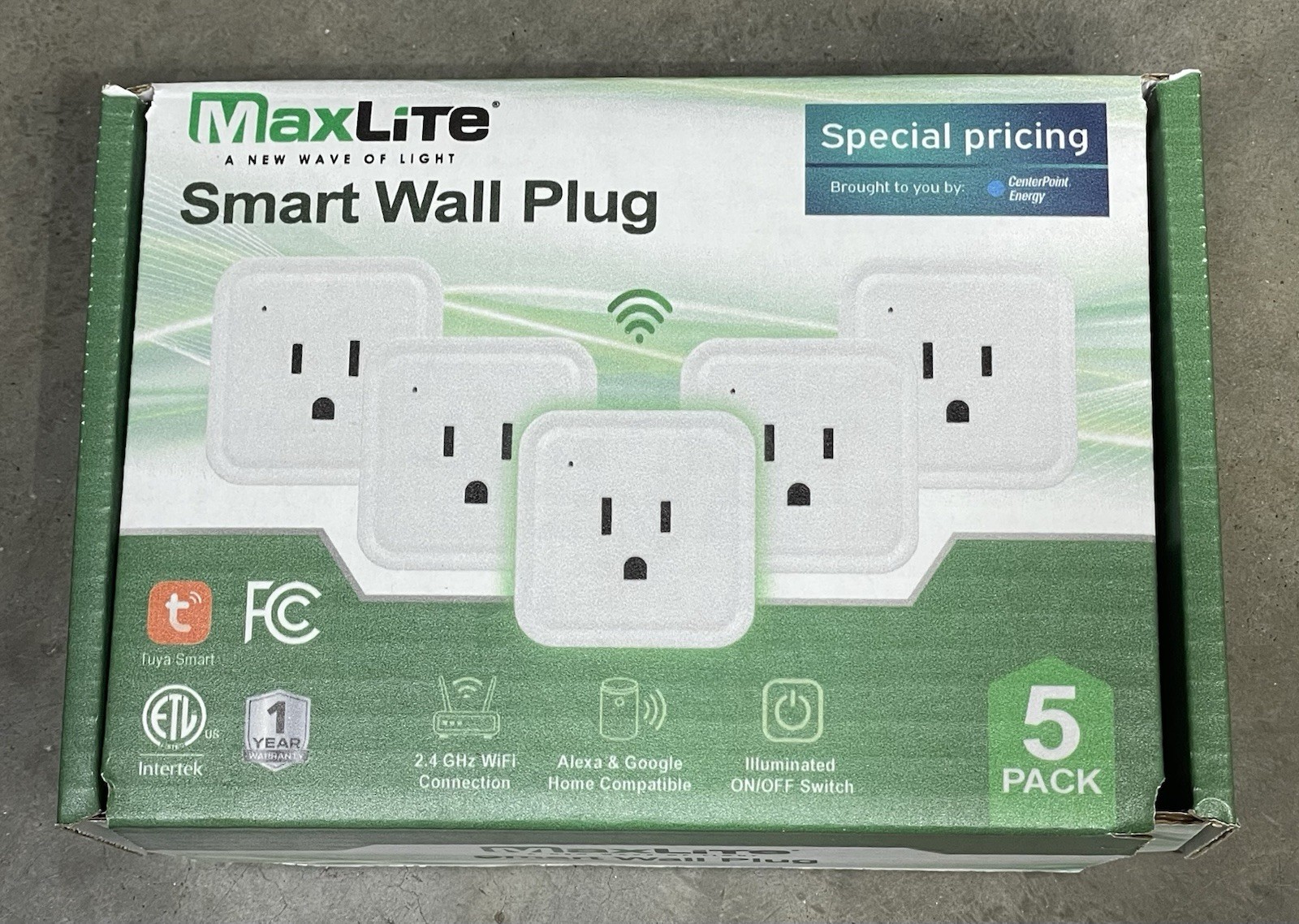 5 Pack MaxLite Smart Wall Plugs Google Alexa Compatible NEW!