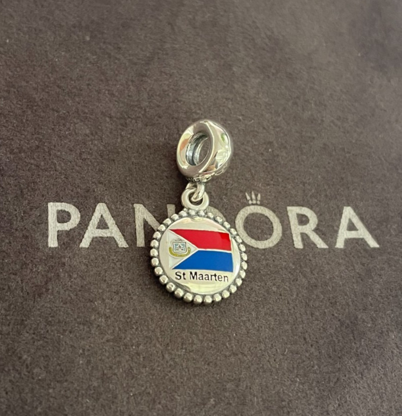 Pandora St.maarten Flag Pendant Exclusive Charm S925 Sterling Silver Jewelry