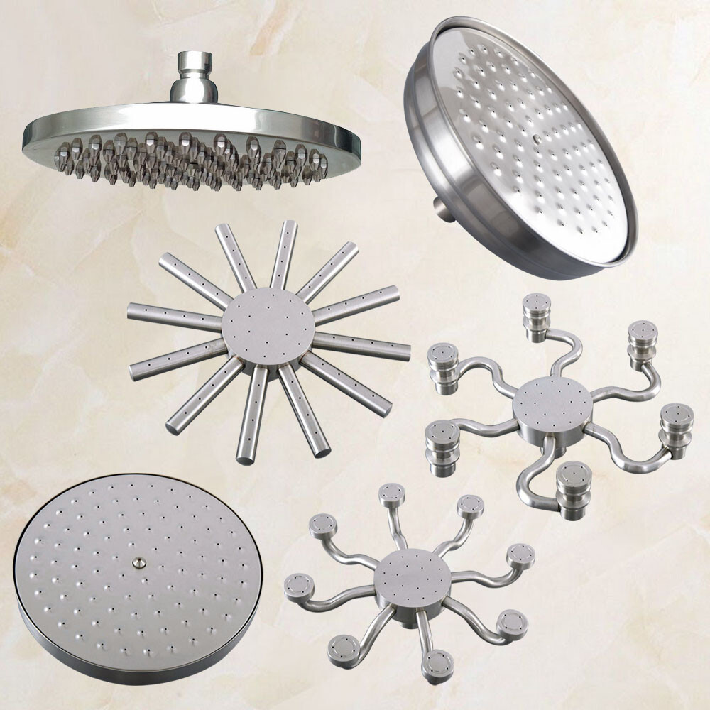 Brushed Nickel Brass Round Rainfall Rain Bathroom Shower Head szh376