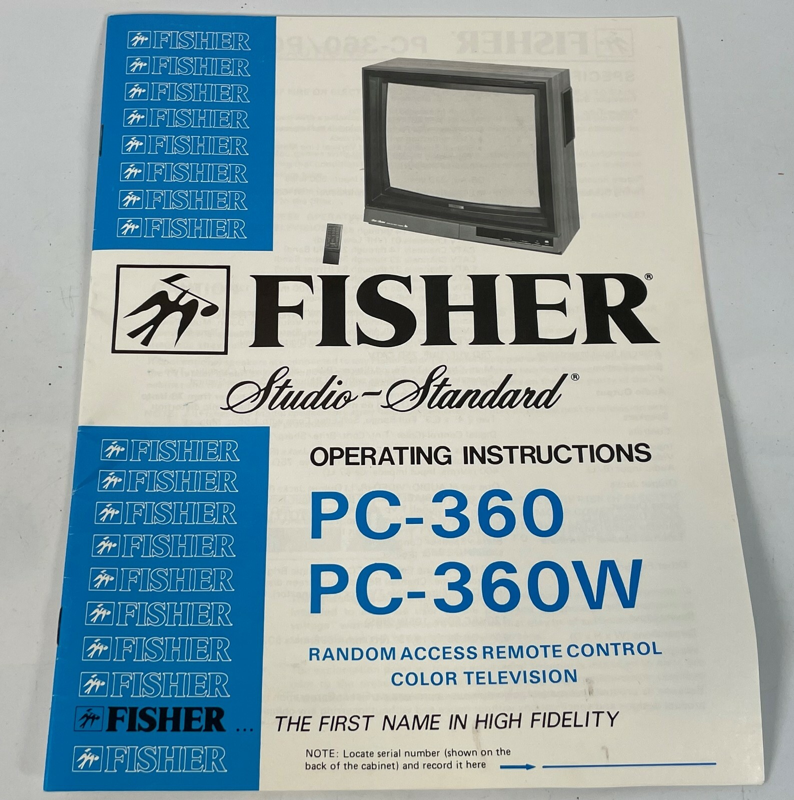 FISHER Studio Vintage PC-360 Color Television TV Operating Instruction Manual