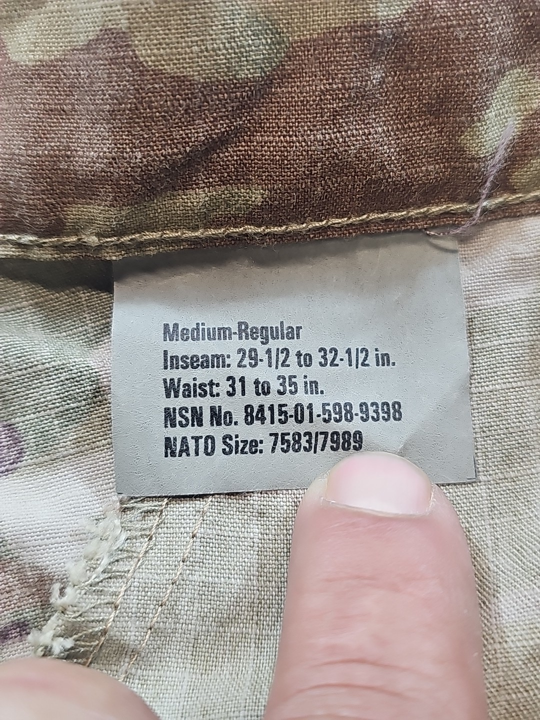Army Combat Pant Flame Resistant Made In The USA Medium Regular 31 to 35