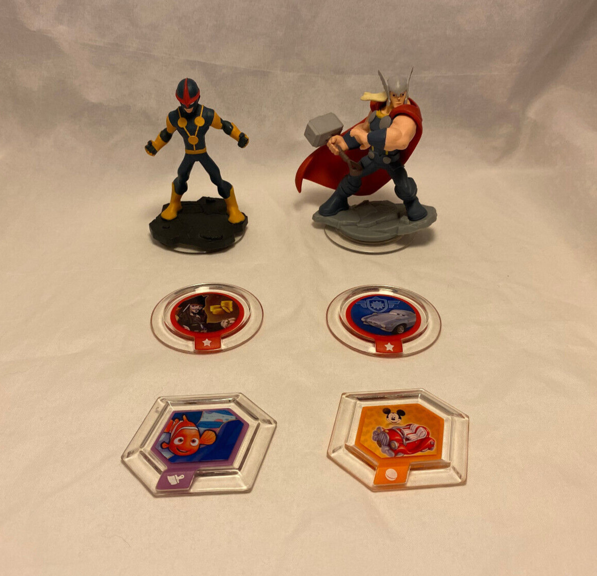 Disney Infinity Marvel Avengers Thor & Nova Figures w/ Power Discs