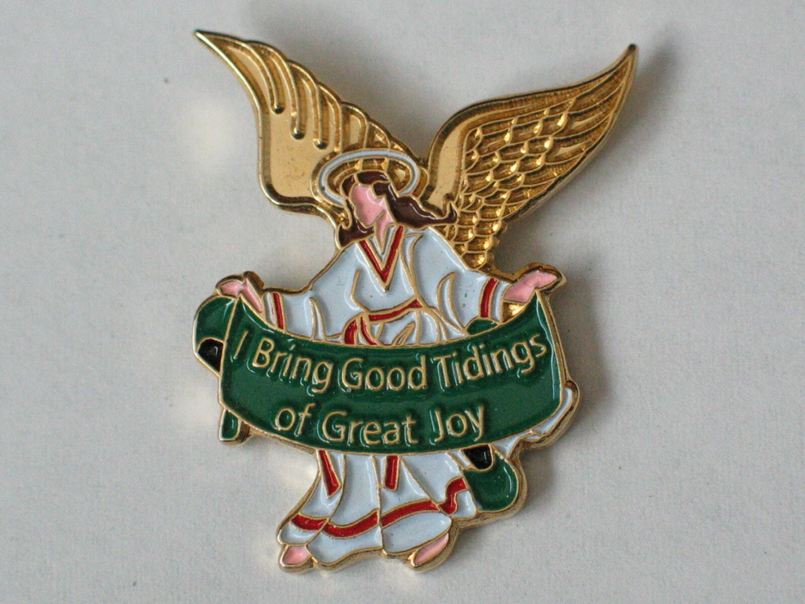 Shernan "I Bring Good Tidings of Great Joy" Pin with Angel, Enamel Lapel Pin New