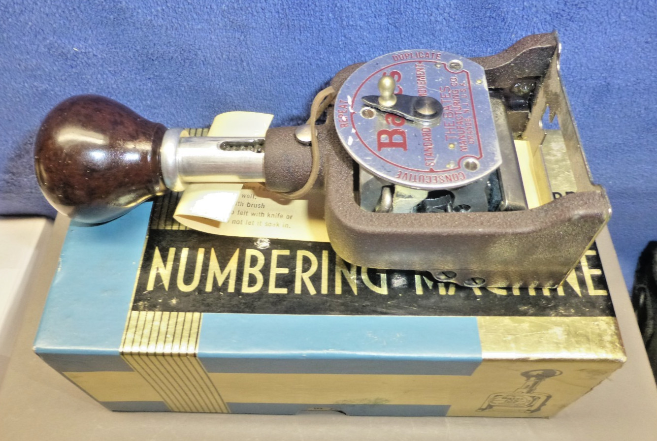 Vintage Bates American Numbering Stamp Machine 7 Wheels Style E With Box