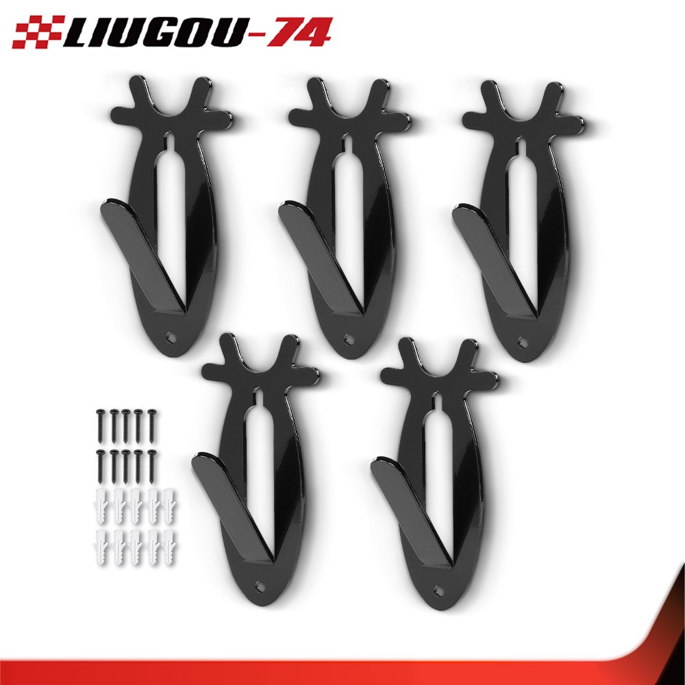 5PCS Black Antler Style European Mount Deer Skull Hanger Wall Bracket W/Hardware