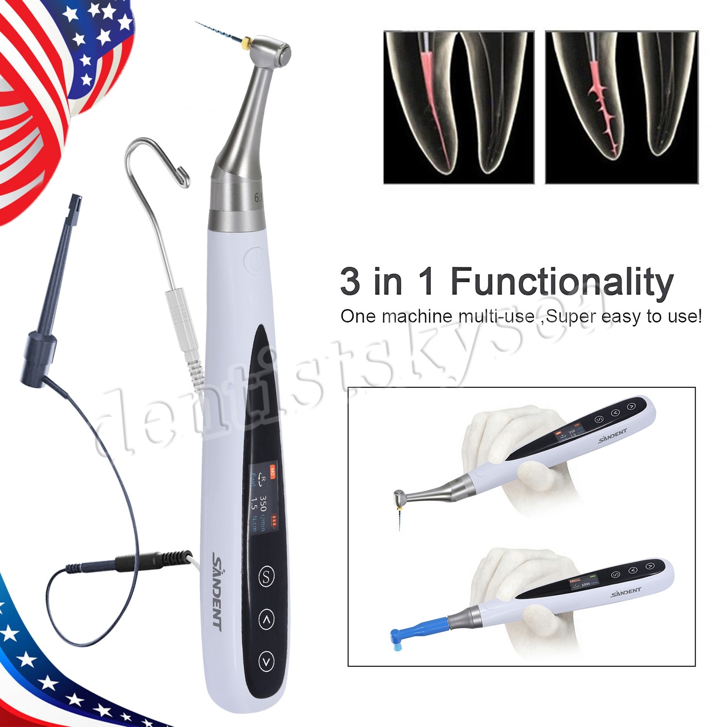 Reciprocating Cordless Dental Endo Motor with Apex Locator 6:1 Handpiece 3in1