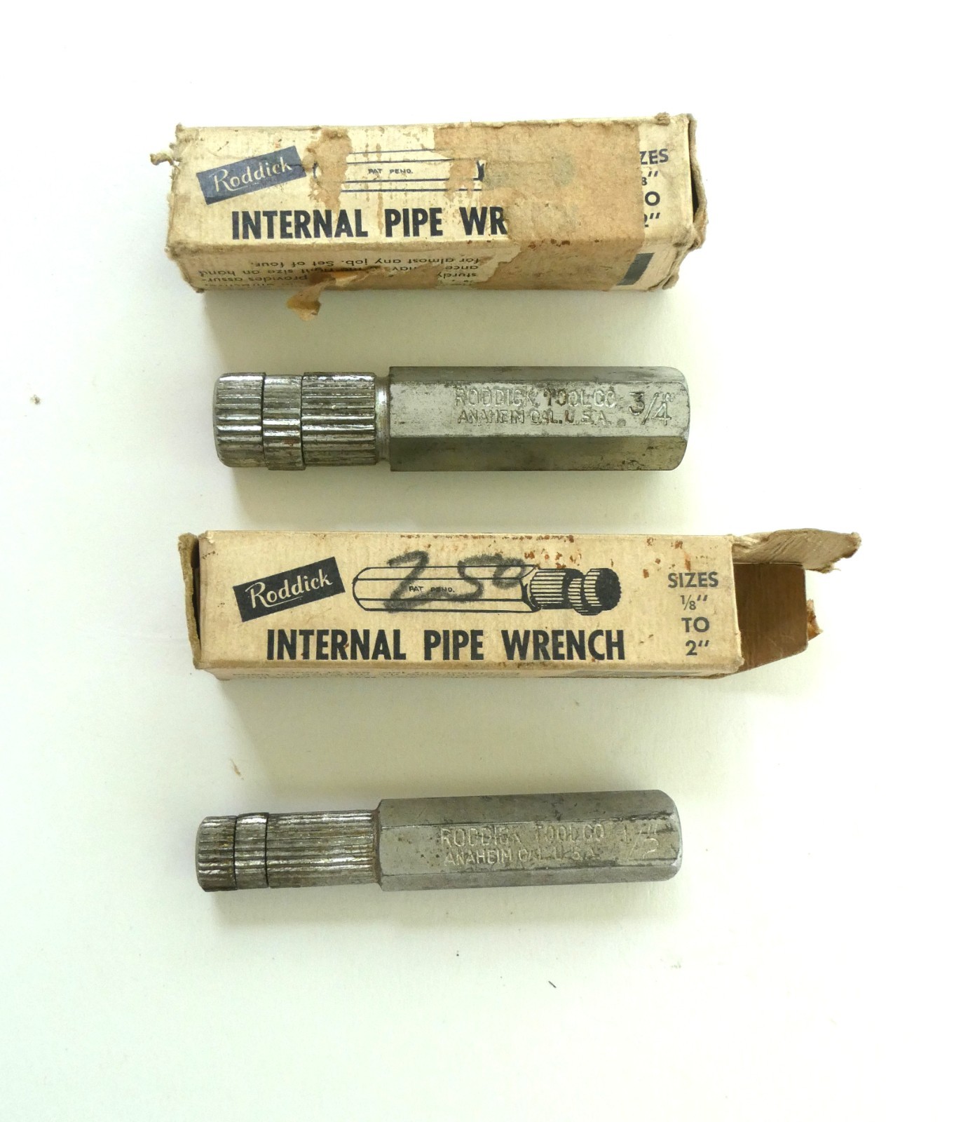 Roddick Tool Company 2-Piece 1/2”, 3/4”,  Internal Pipe Wrenches Made In USA