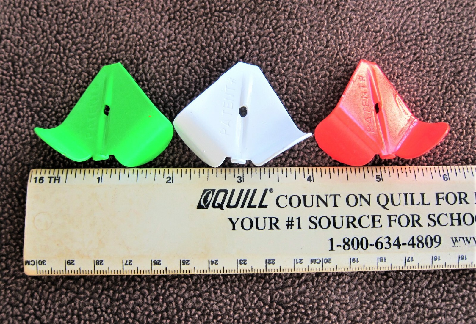 Lot of 3 Large Aluminum Buzz Bait Blades #3: 2"x1-5/8": Green, White, Red - NEW!