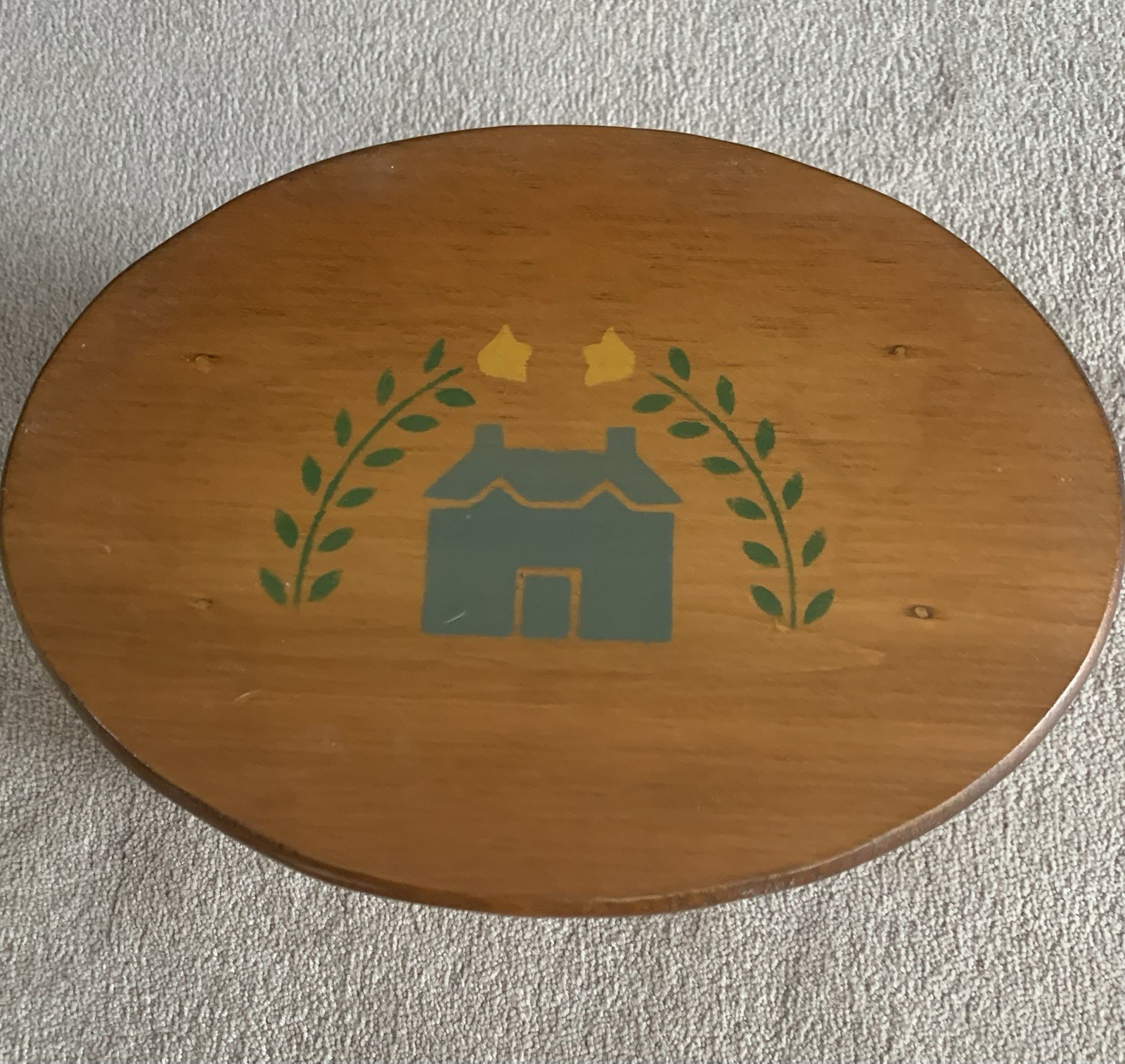 Solid Wood Oval Footstool/Step Stool Bench Hand Made Signed Dated 1994 Country