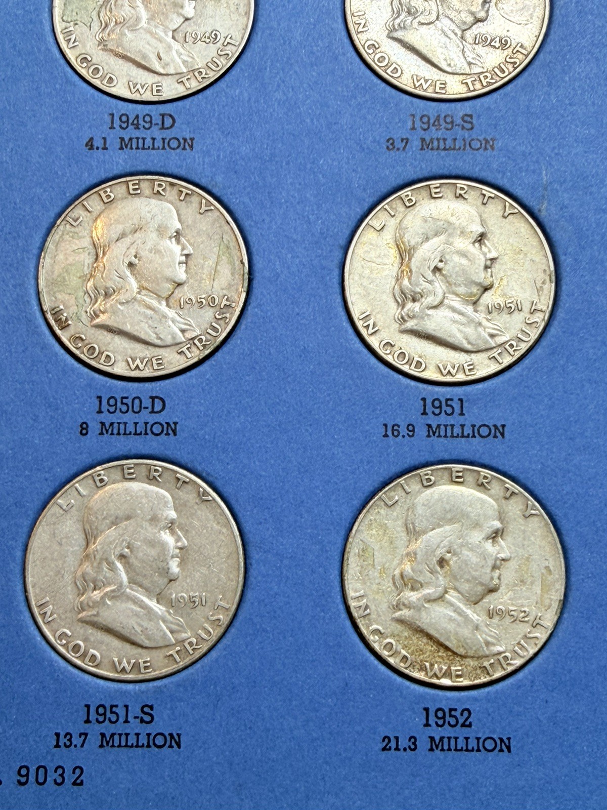 1948 - 1963 COMPLETE SET 35 BEN FRANKLIN 90% SILVER HALF DOLLARS COLLECTION