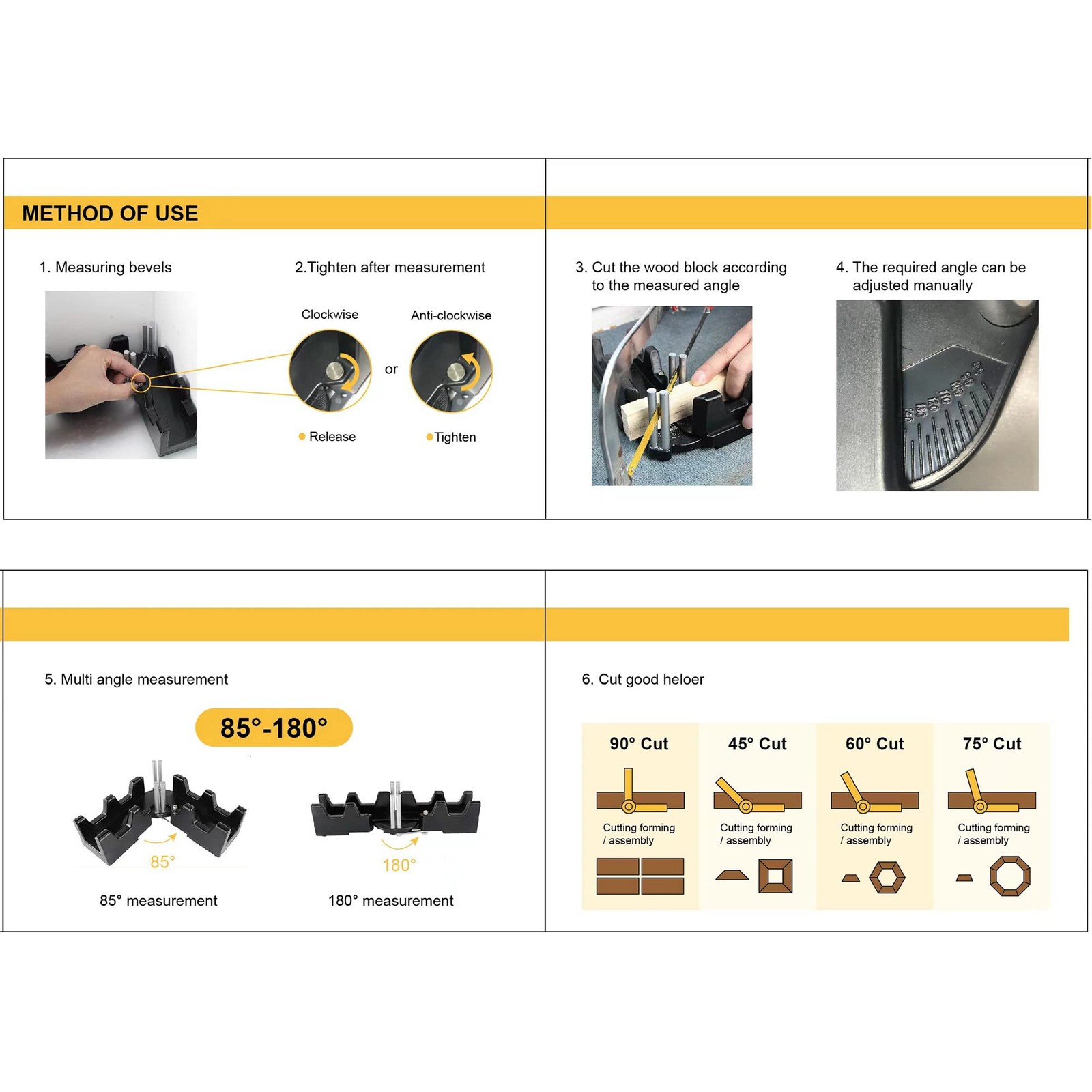 2in1 Miter Saw Protractor Measuring Cutting Tool Precise Angles Home Supplies