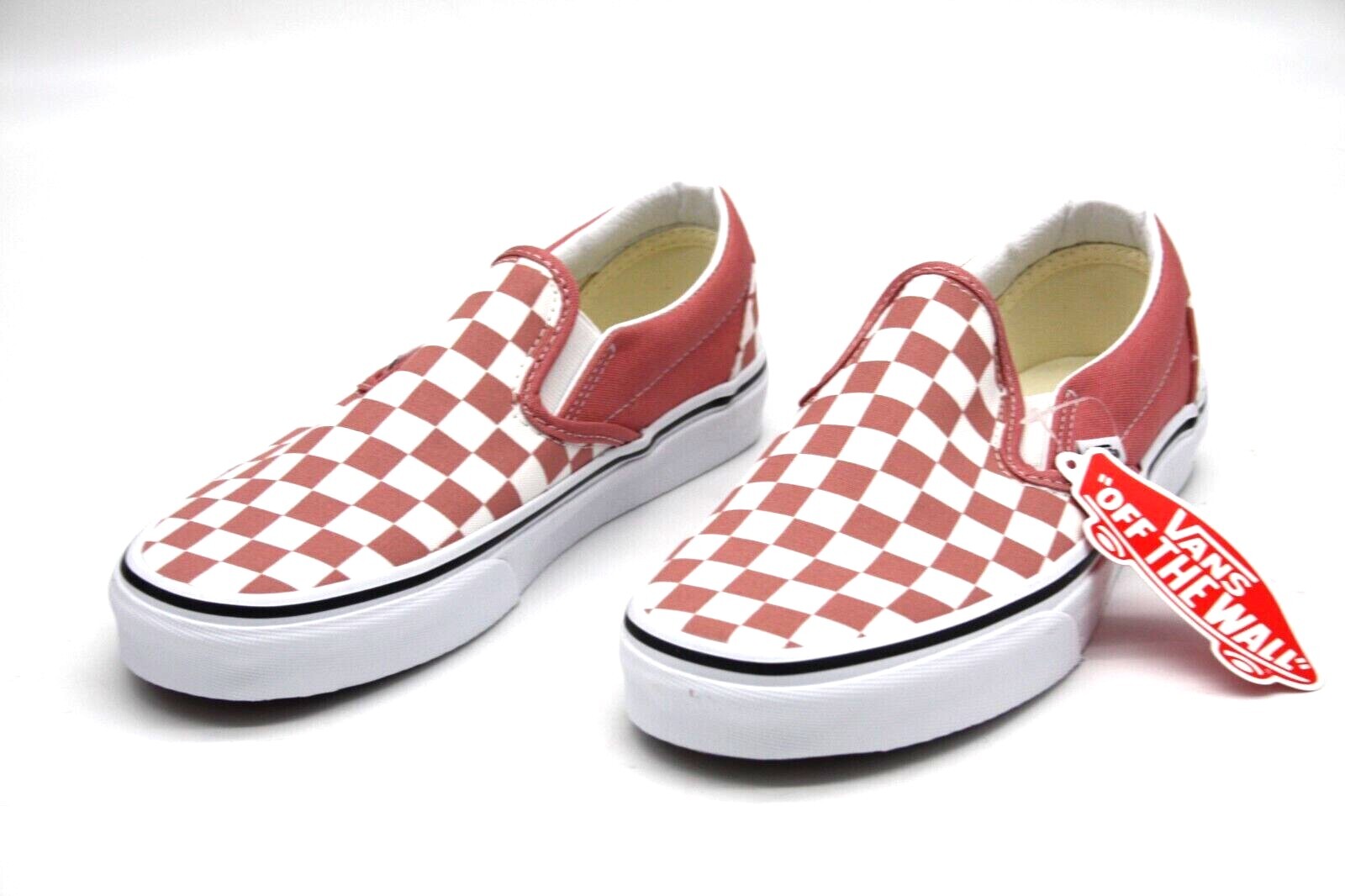 Vans Classic Slip On (Checkerboard) Rosette True White Womens SNEAKER