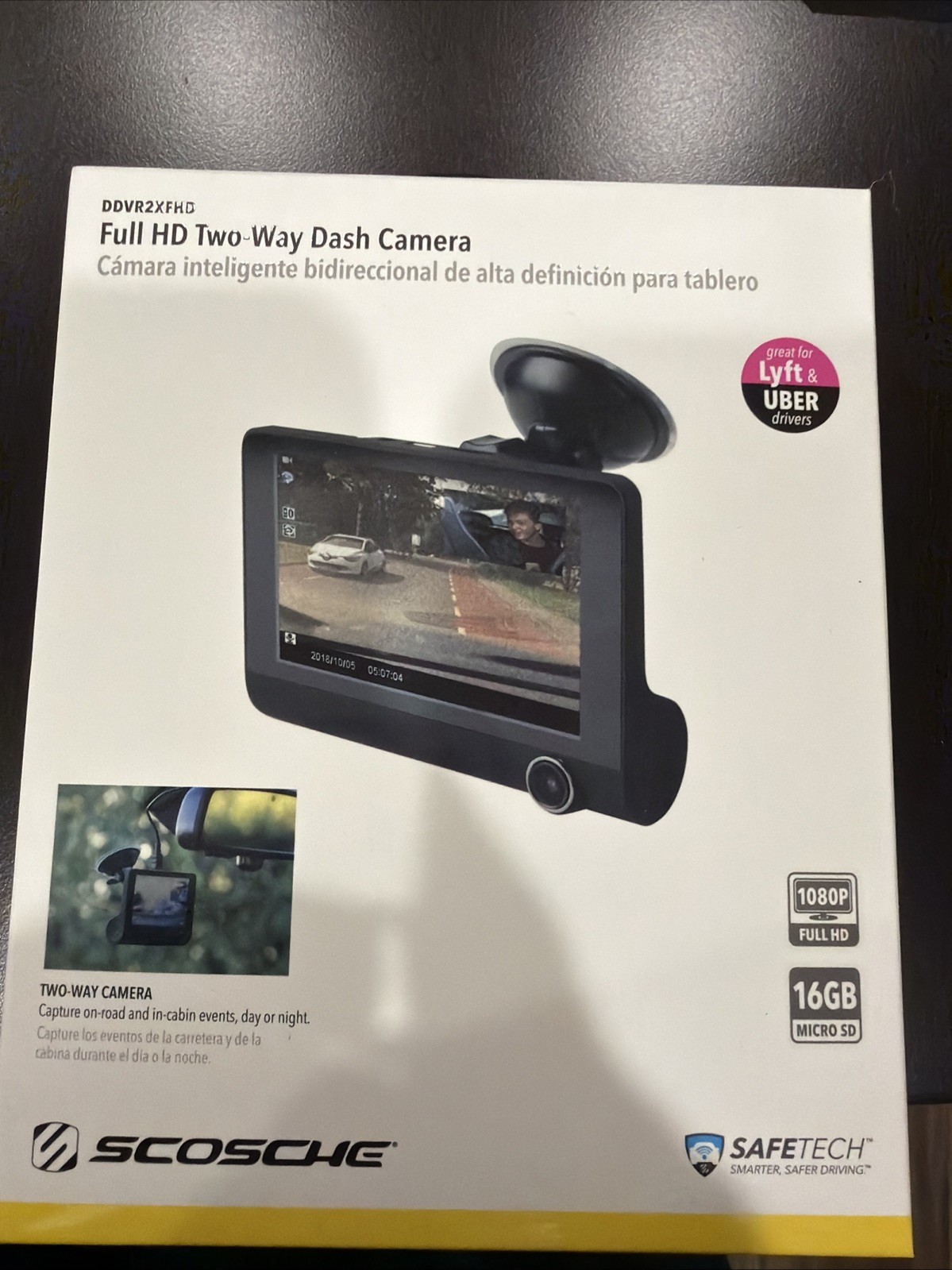 SCOSCHE #DDVR2XFHD FULL HD TWO-WAY DASH CAMERA 16GB 1080P OPEN BOX (F40036302)