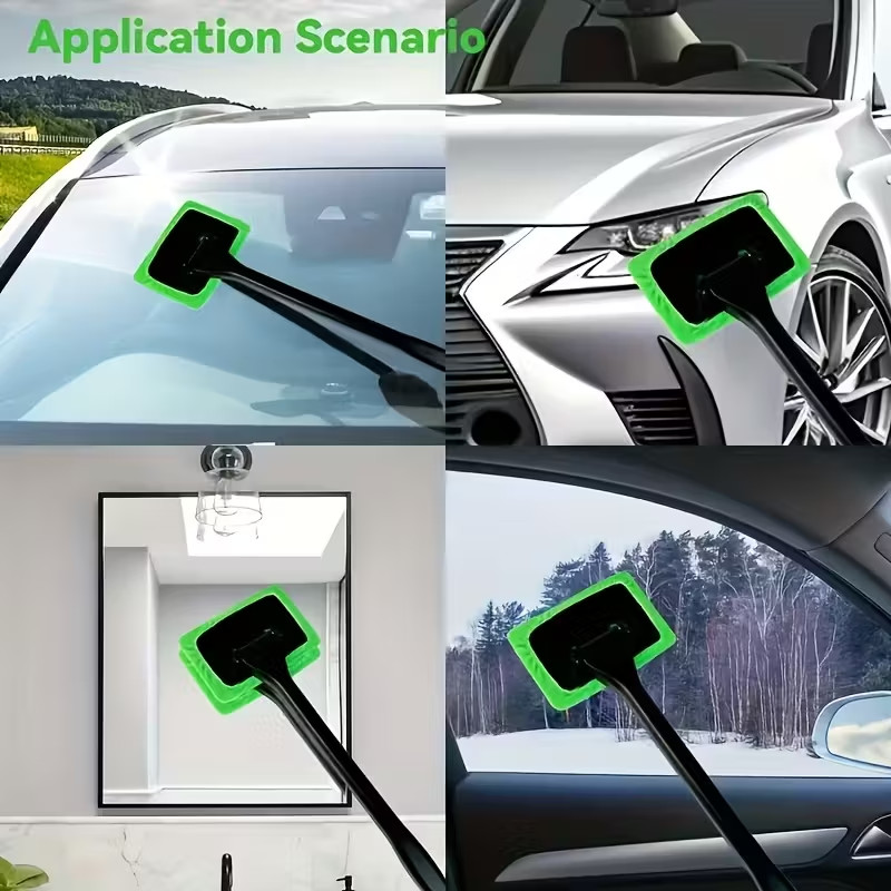 A Dual-Purpose Car Window Cleaning Brush with Interchangeable Heads