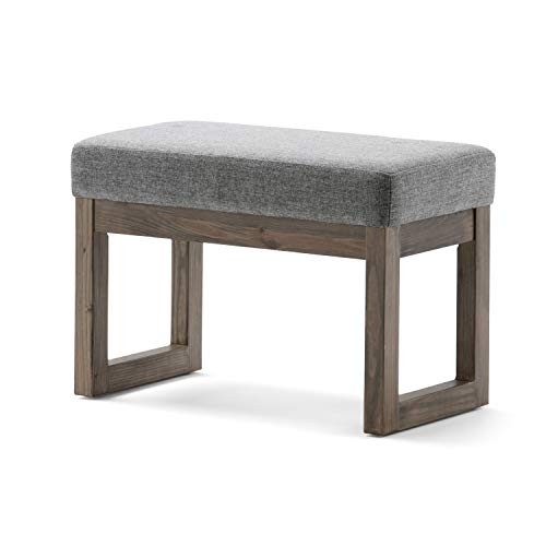 Milltown 26 inch Wide Rectangle Ottoman Bench Footstool, Linen Look Grey