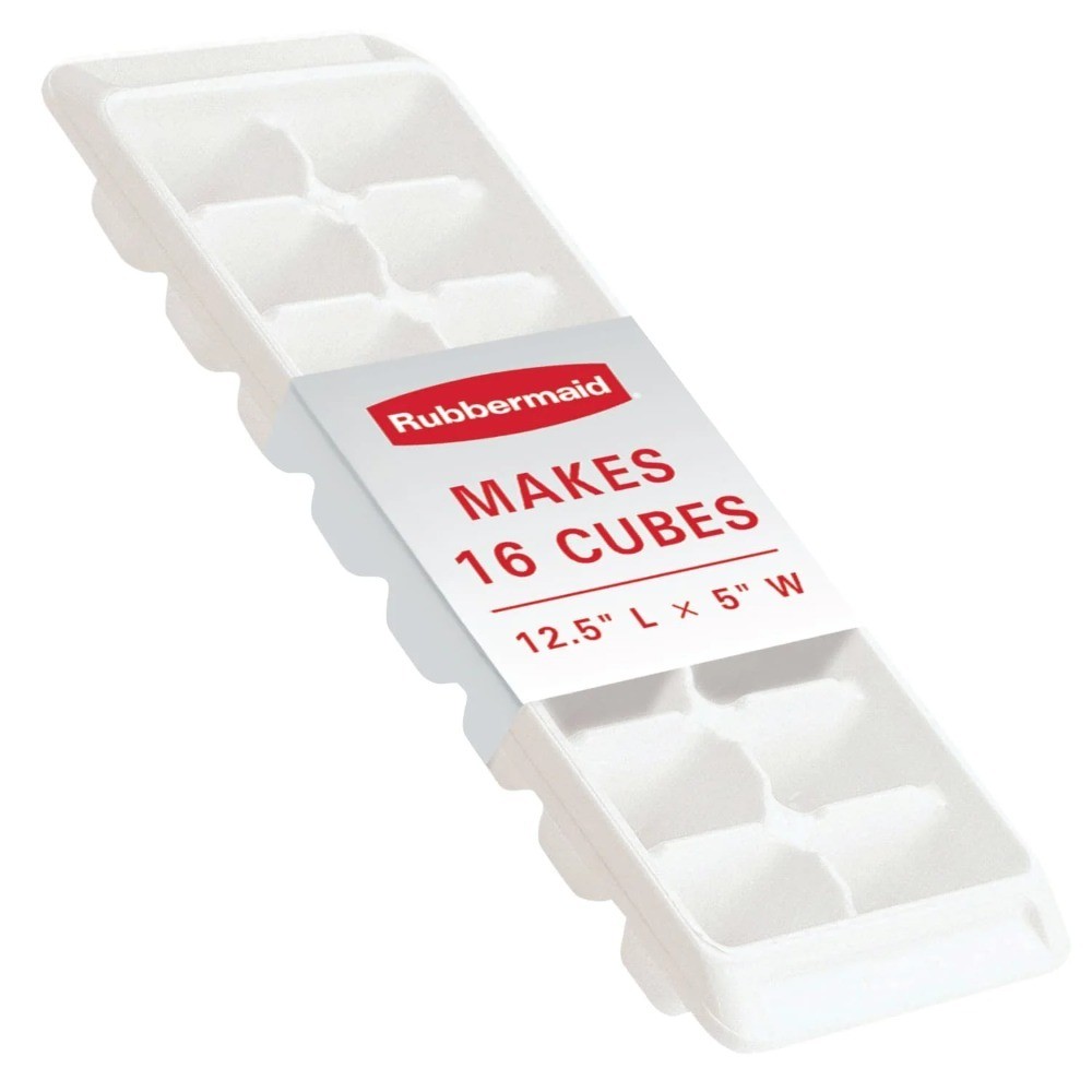 Quick Release Ice Cube Tray Plastic White Rectangular Ice Trays 2 Pack