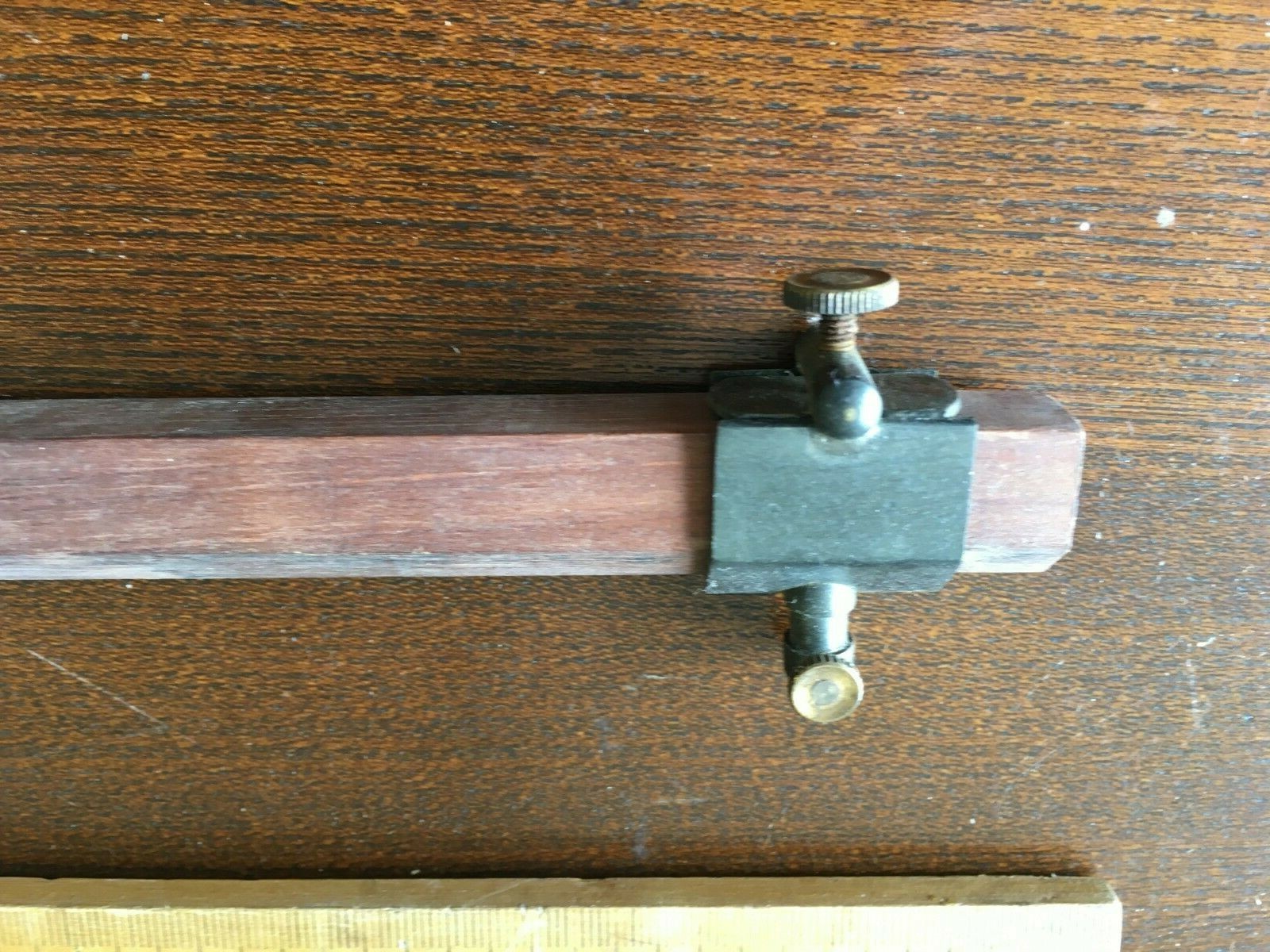 Antique / Vintage Wooden Compass Beam / Trammel in Original Box - L.A.M. B1370