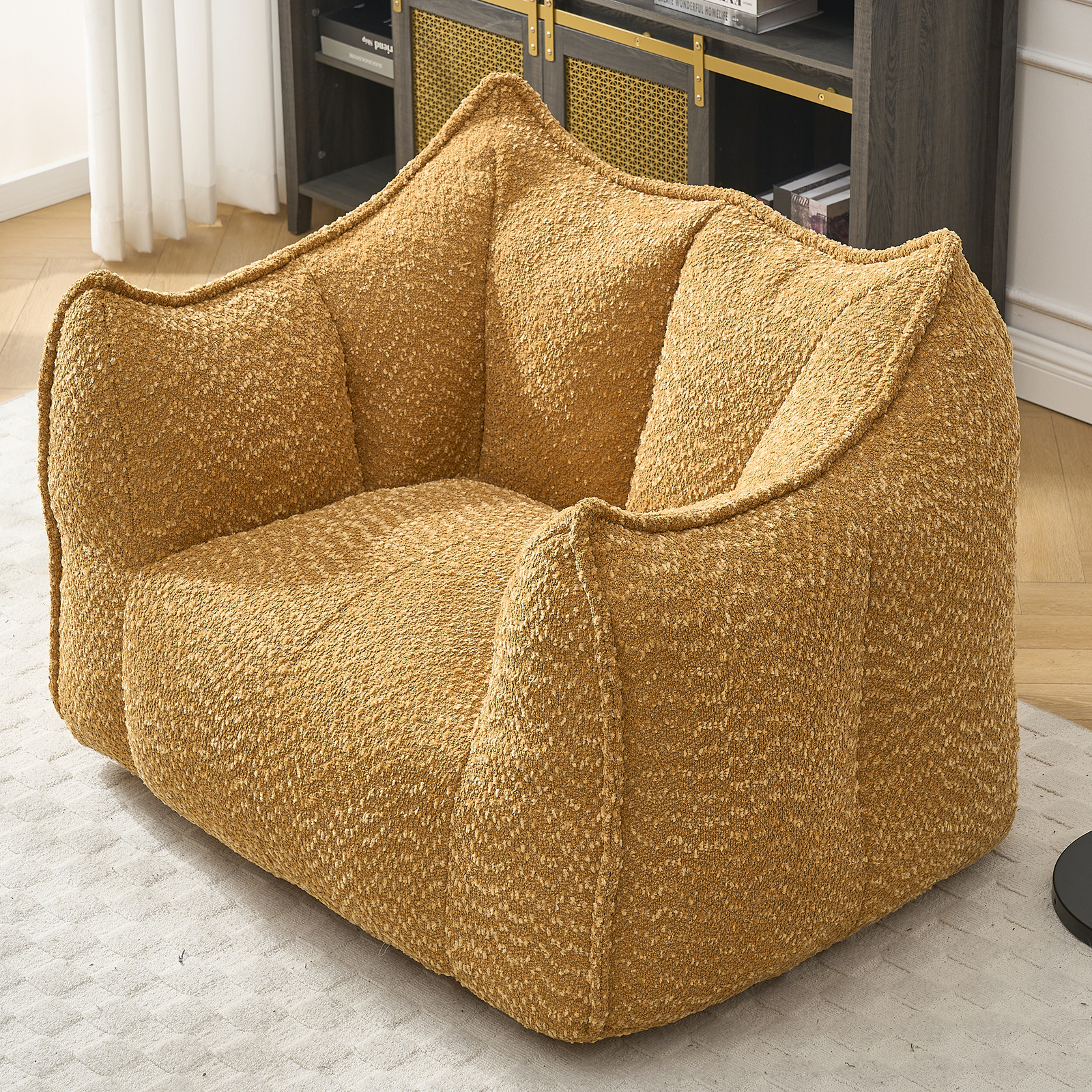 Bean Bag Chairs resilient foam for bedrooms comfortable square lazy sofa Yellow