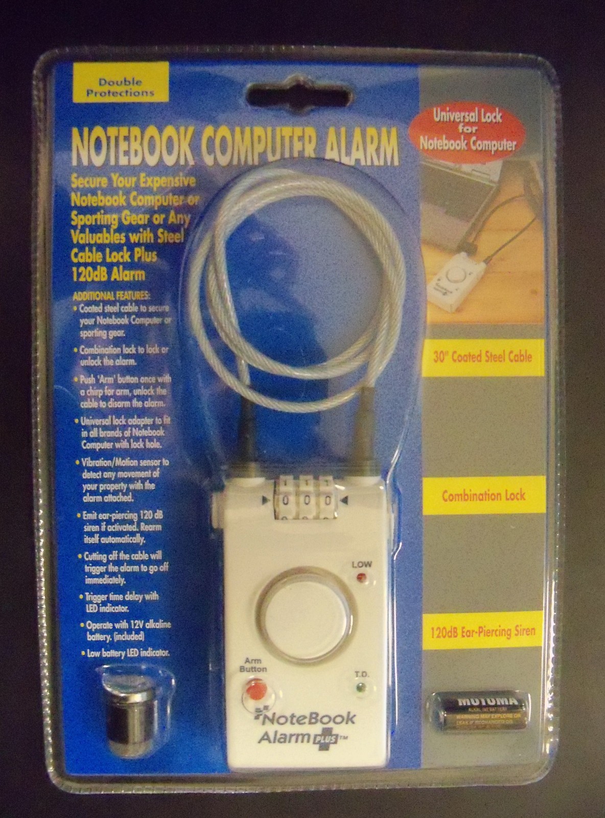 UNIVERSAL NOTEBOOK COMPUTER ALARM W/ MULTI-PURPOSE PROTECTION # NCA330