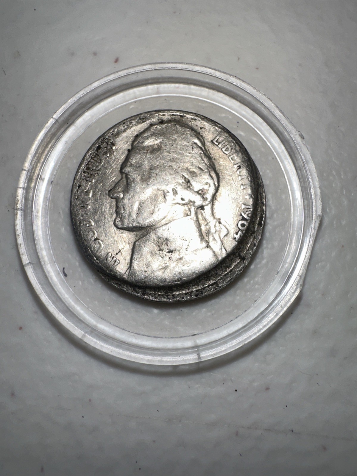 1964-D 5c Jefferson Nickel Struck misprint off struck, Rare off center.