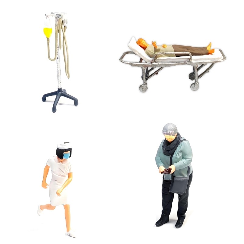 1:64 Scale Hand Painted Resin Figure Miniature People for Dioramas Photography