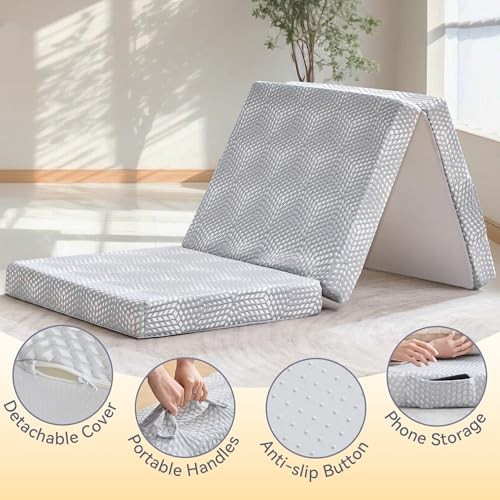 Memory Foam Folding Mattress 4 Inch Twin Size with Protable Storage Bag, Tw"