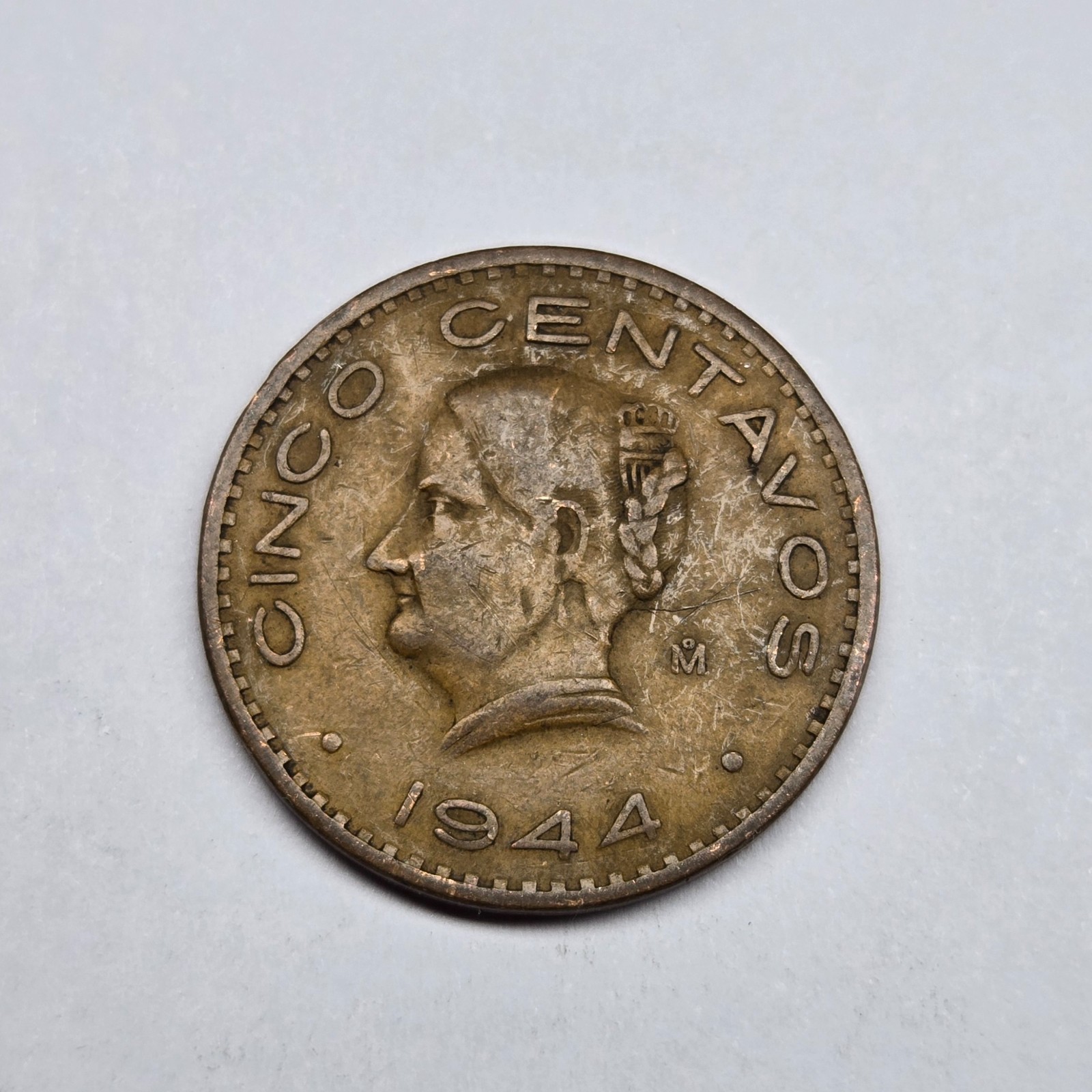 1944 Mexico 5 Centavos Josefa Ortiz de Dominguez Bronze Coin KM# 426
